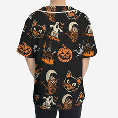 Funny Pumpkins Ghost Scary Halloween Pattern Baseball Jersey - HYPERFAVOR