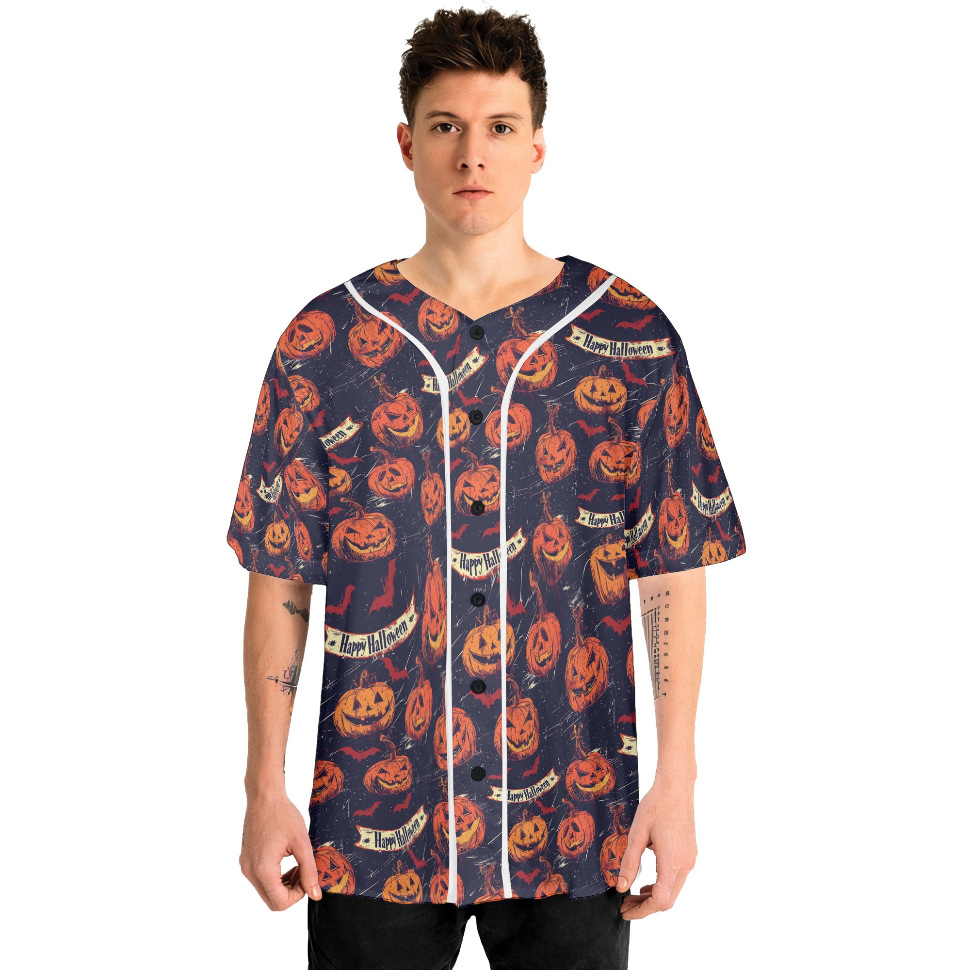 Fun Pumpkins Halloween,Trick Pumpkin Pattern For Men, For Woman Baseball Jersey - HYPERFAVOR