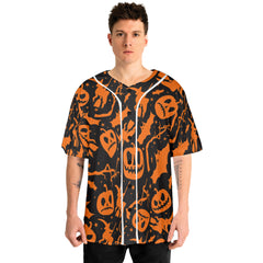 Funny Pumpkins & Witches Halloween Pattern Baseball Jersey - HYPERFAVOR