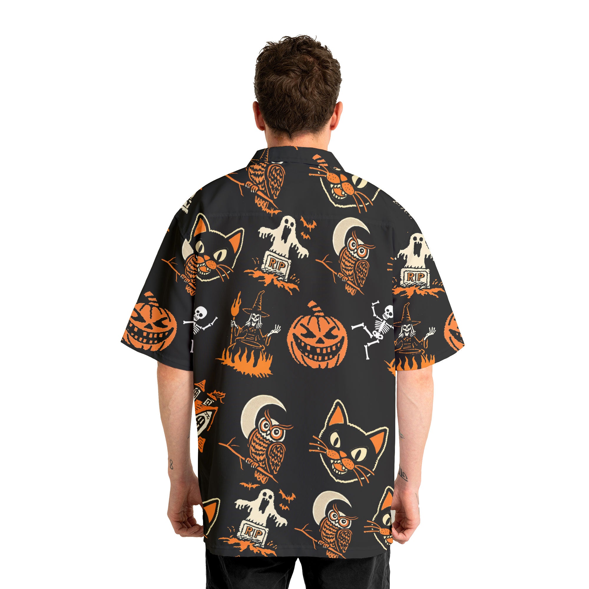 Funny Pumpkins Ghost Scary Halloween Pattern Hawaiian Shirt - HYPERFAVOR