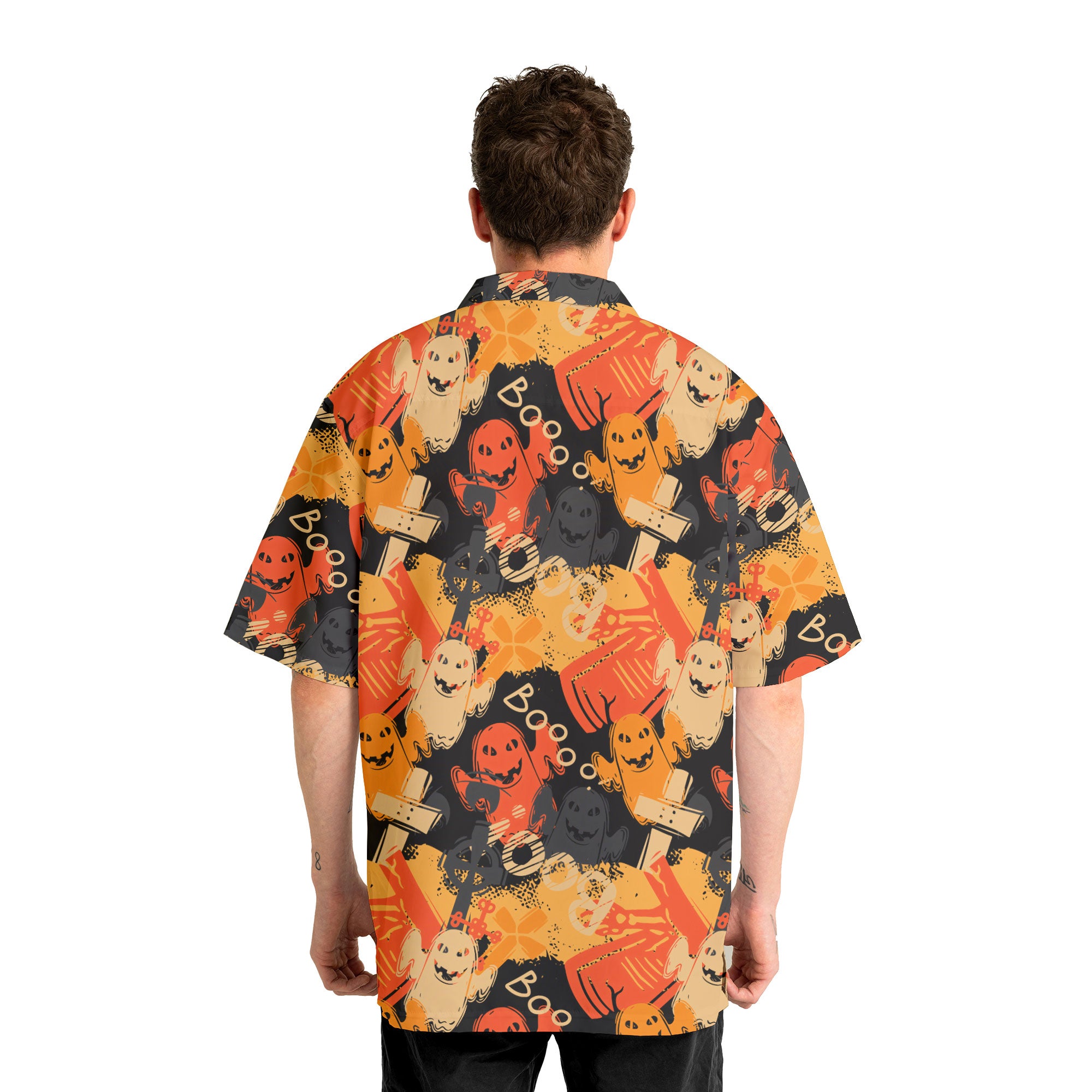 Funny Ghost Boo Halloween Abstract Seamless Pattern Hawaiian Shirt - HYPERFAVOR