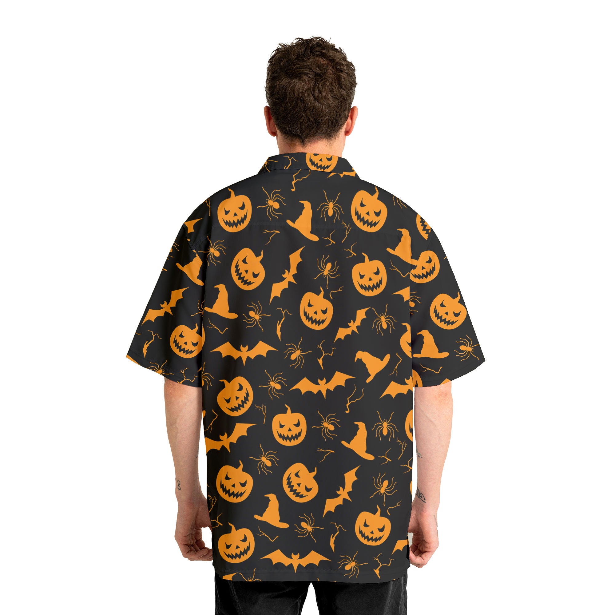 Funny Pumpkins Halloween Seamless Pattern Hawaiian Shirt - HYPERFAVOR