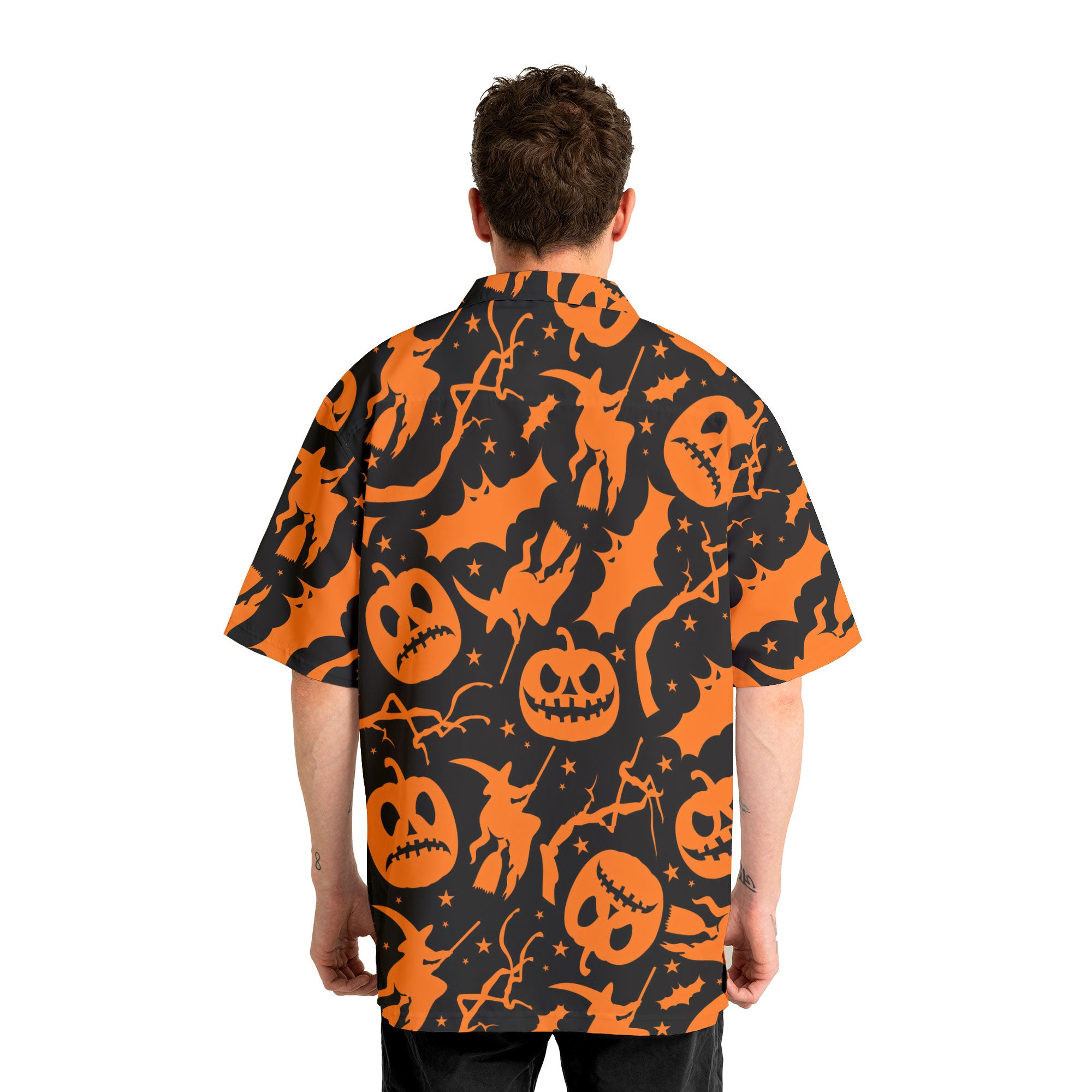 Funny Pumpkins & Witches Halloween Pattern Hawaiian Shirt - HYPERFAVOR