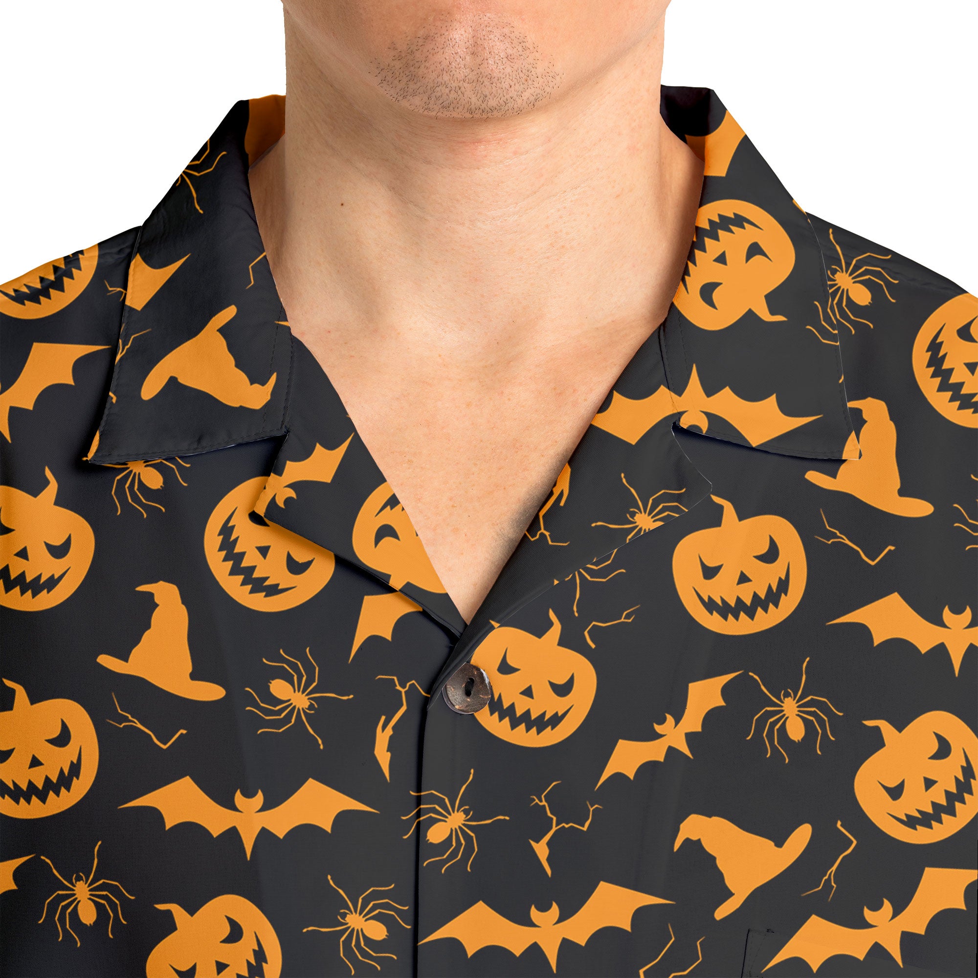 Funny Pumpkins Halloween Seamless Pattern Hawaiian Shirt - HYPERFAVOR