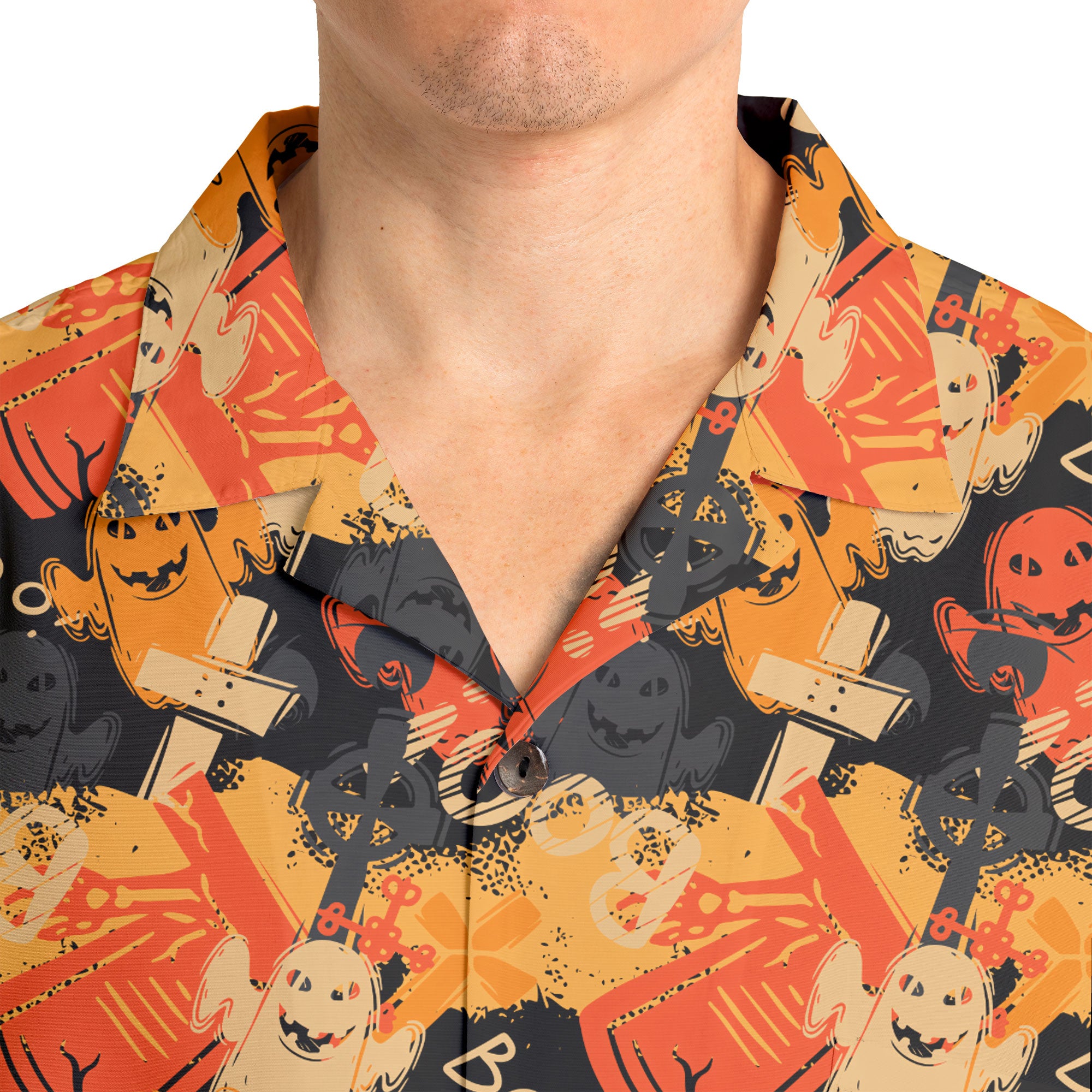 Funny Ghost Boo Halloween Abstract Seamless Pattern Hawaiian Shirt - HYPERFAVOR