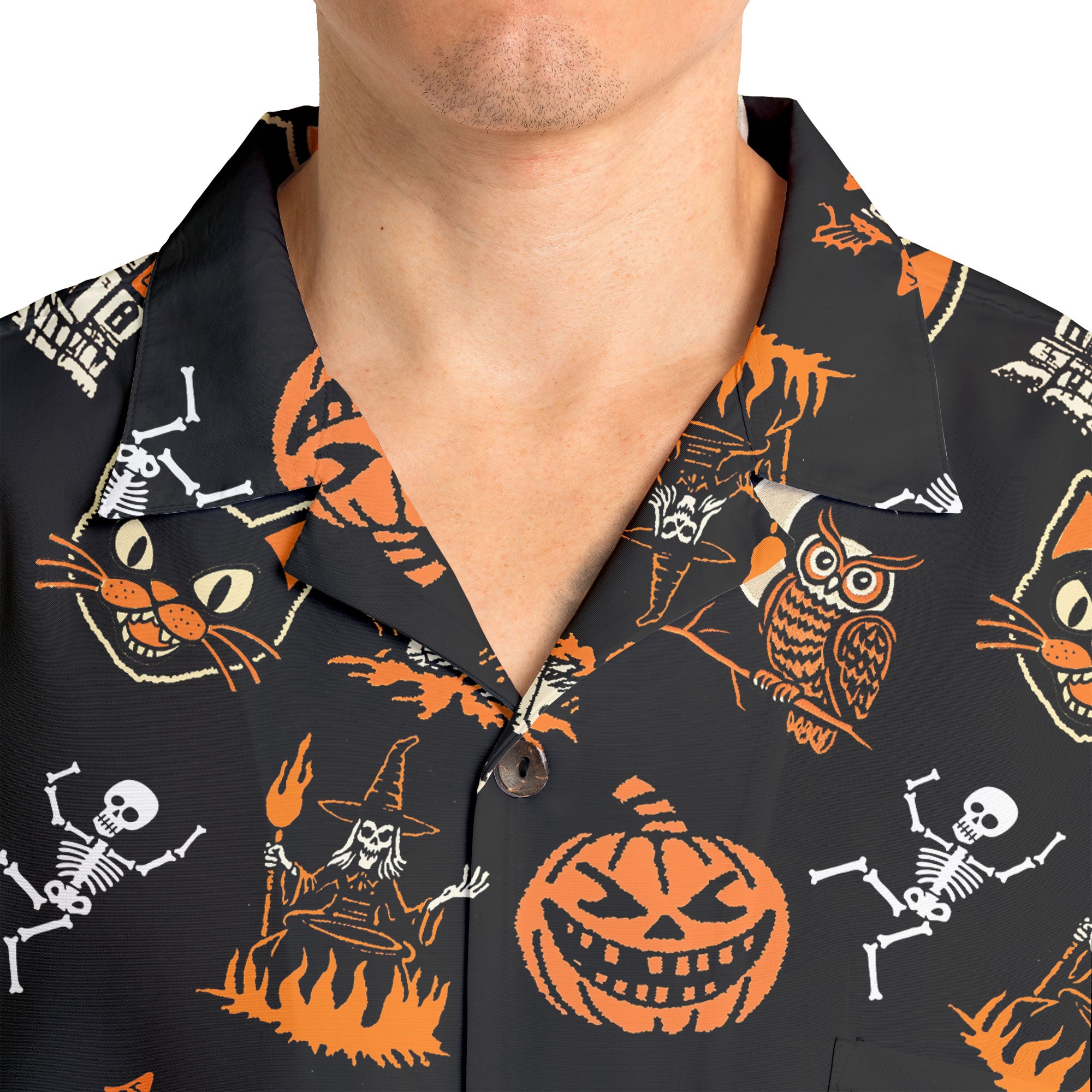 Funny Pumpkins Ghost Scary Halloween Pattern Hawaiian Shirt - HYPERFAVOR