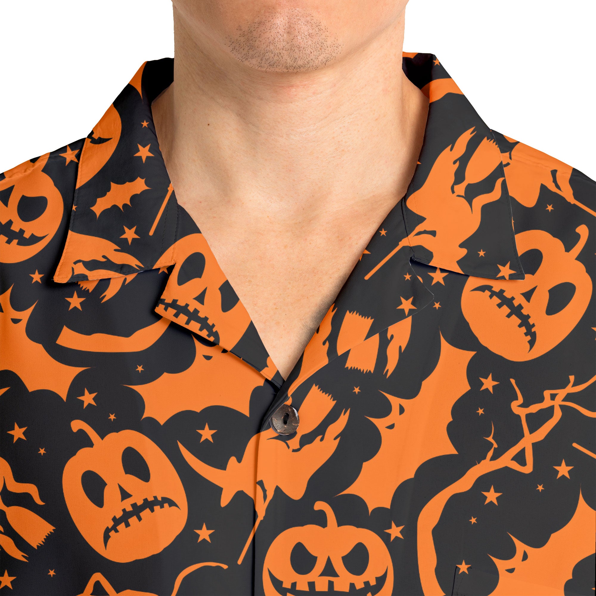 Funny Pumpkins & Witches Halloween Pattern Hawaiian Shirt - HYPERFAVOR