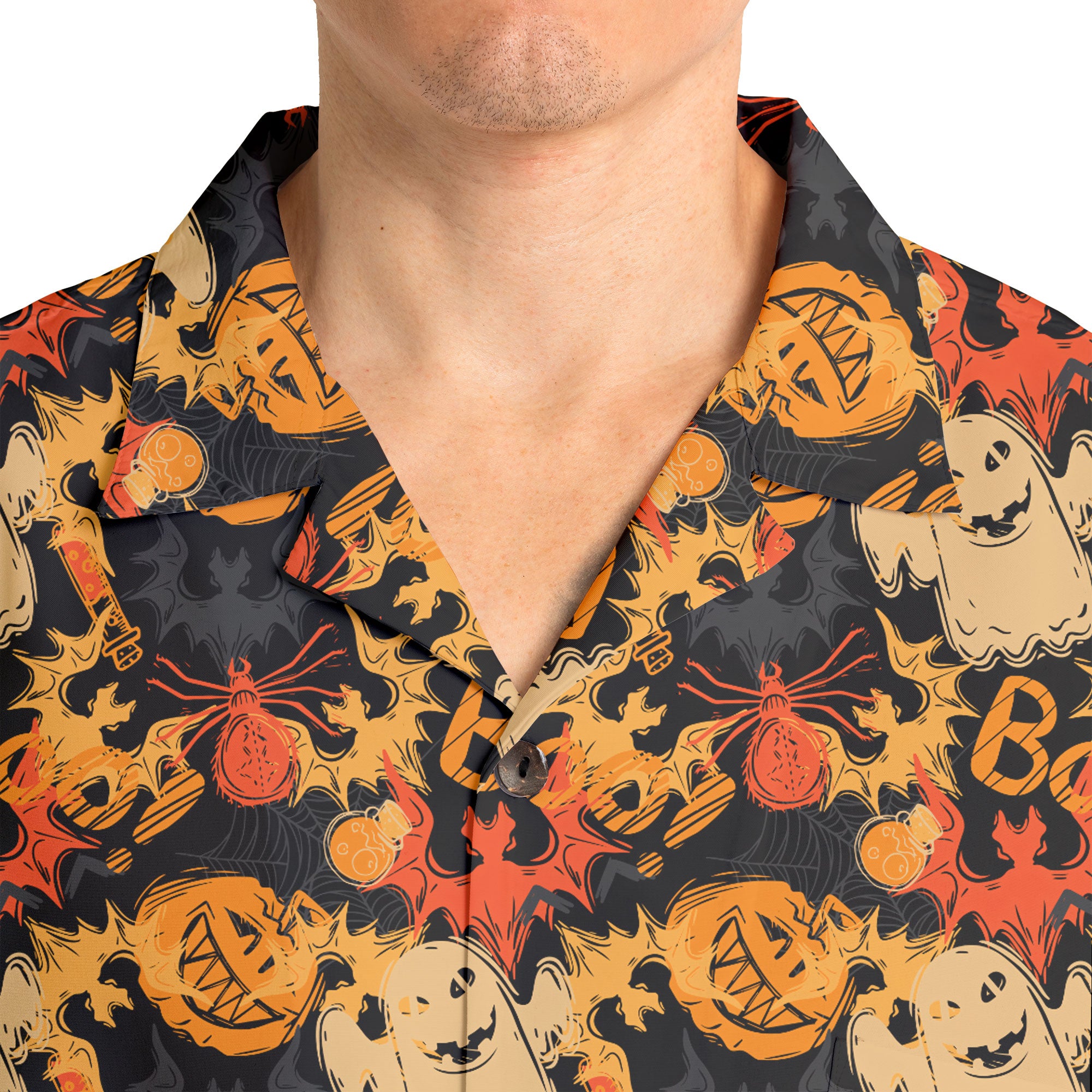 Funny Pumpkins Ghost Boo Halloween Abstract Seamless Pattern Hawaiian Shirt - HYPERFAVOR