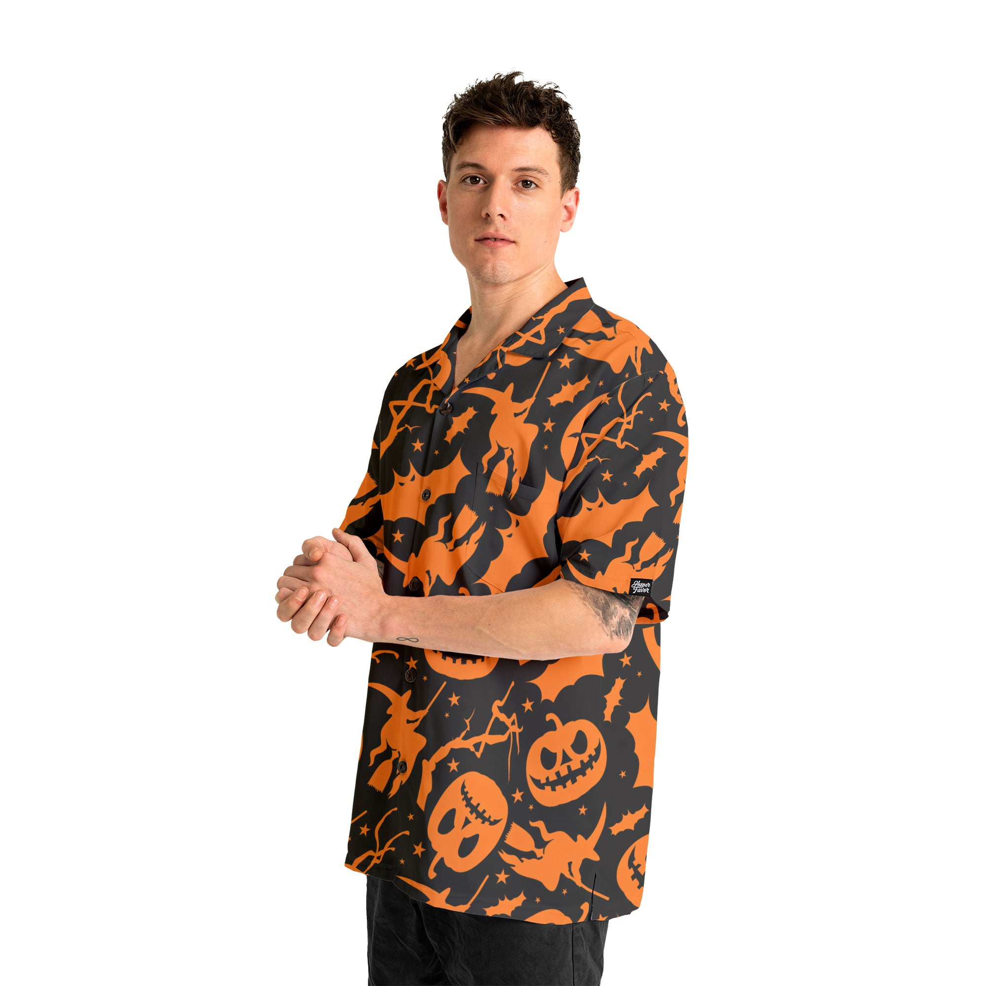 Funny Pumpkins & Witches Halloween Pattern Hawaiian Shirt - HYPERFAVOR