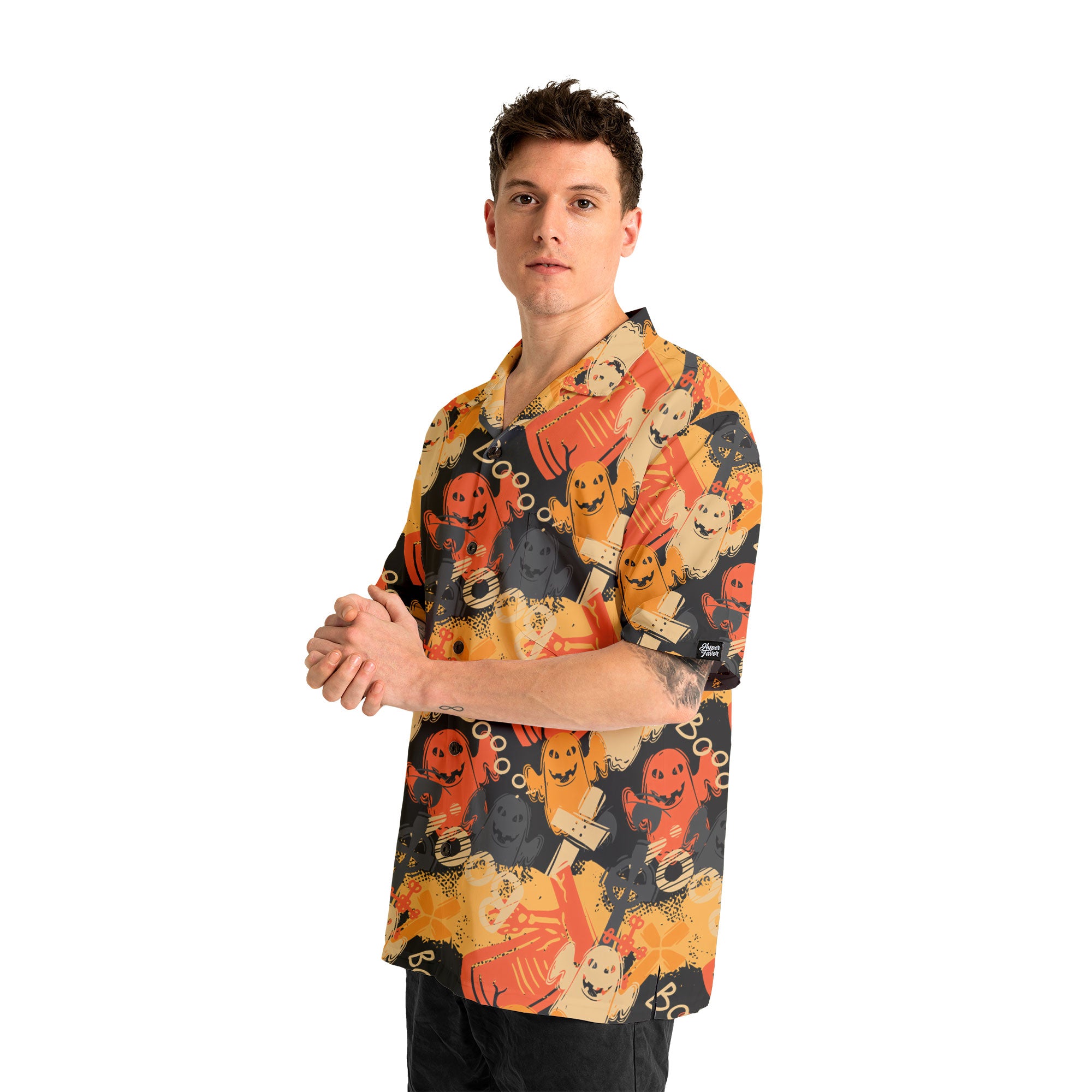 Funny Ghost Boo Halloween Abstract Seamless Pattern Hawaiian Shirt - HYPERFAVOR