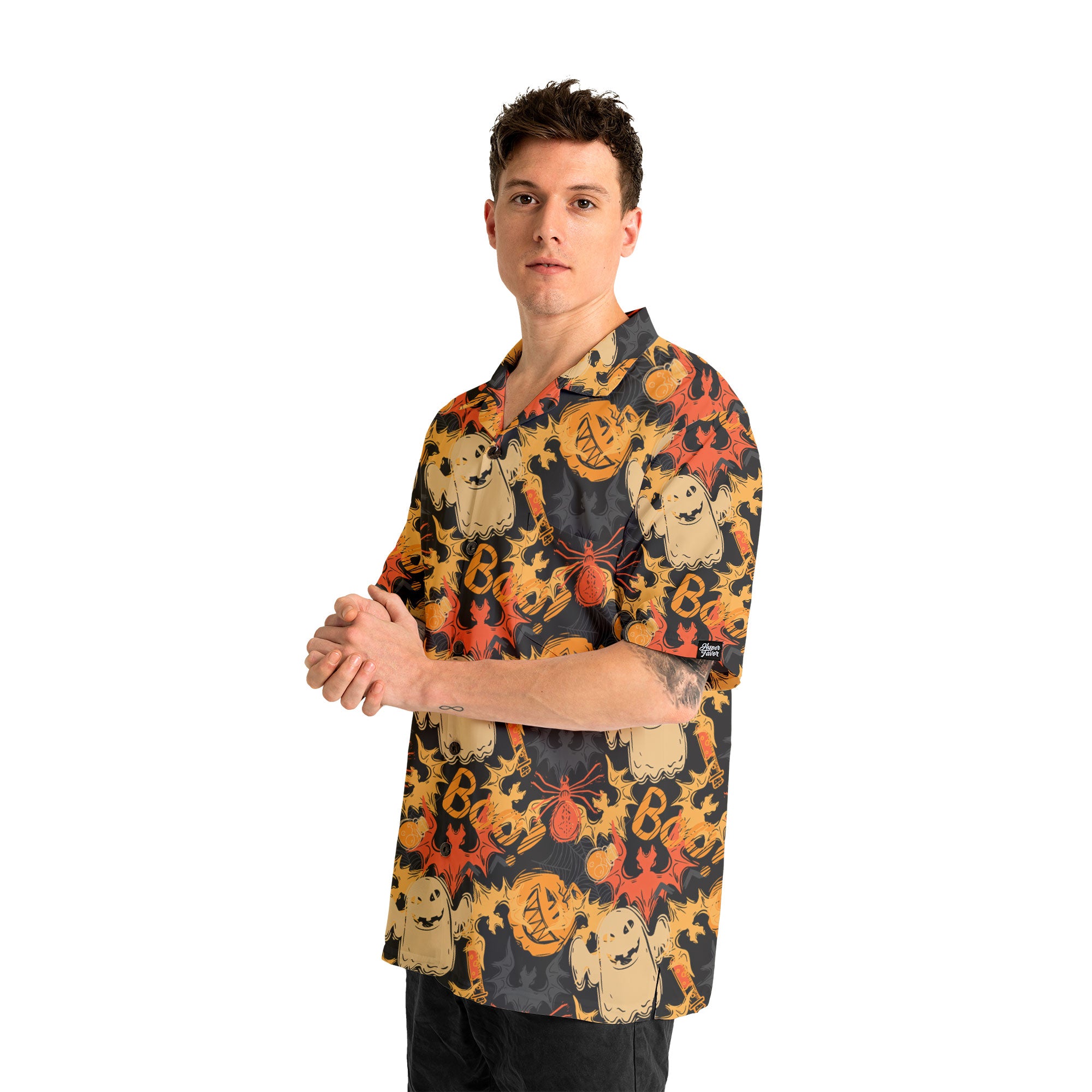 Funny Pumpkins Ghost Boo Halloween Abstract Seamless Pattern Hawaiian Shirt - HYPERFAVOR