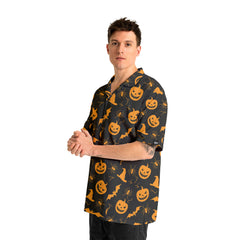 Funny Pumpkins Halloween Seamless Pattern Hawaiian Shirt - HYPERFAVOR