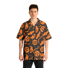 Funny Pumpkins & Witches Halloween Pattern Hawaiian Shirt - HYPERFAVOR