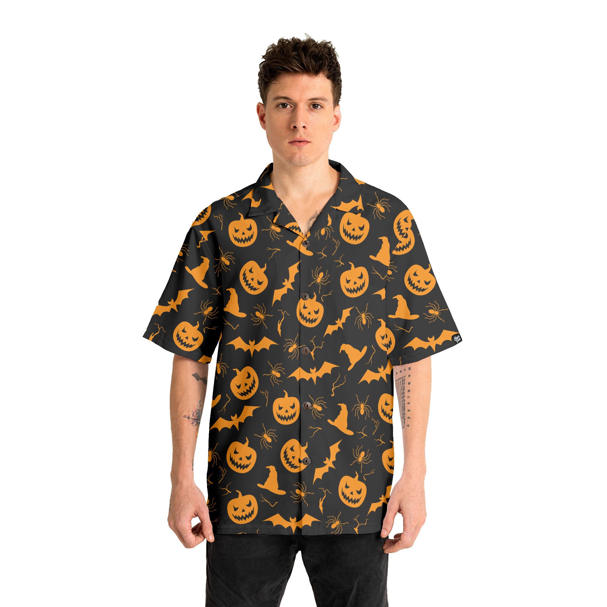 Funny Pumpkins Halloween Seamless Pattern Hawaiian Shirt - HYPERFAVOR