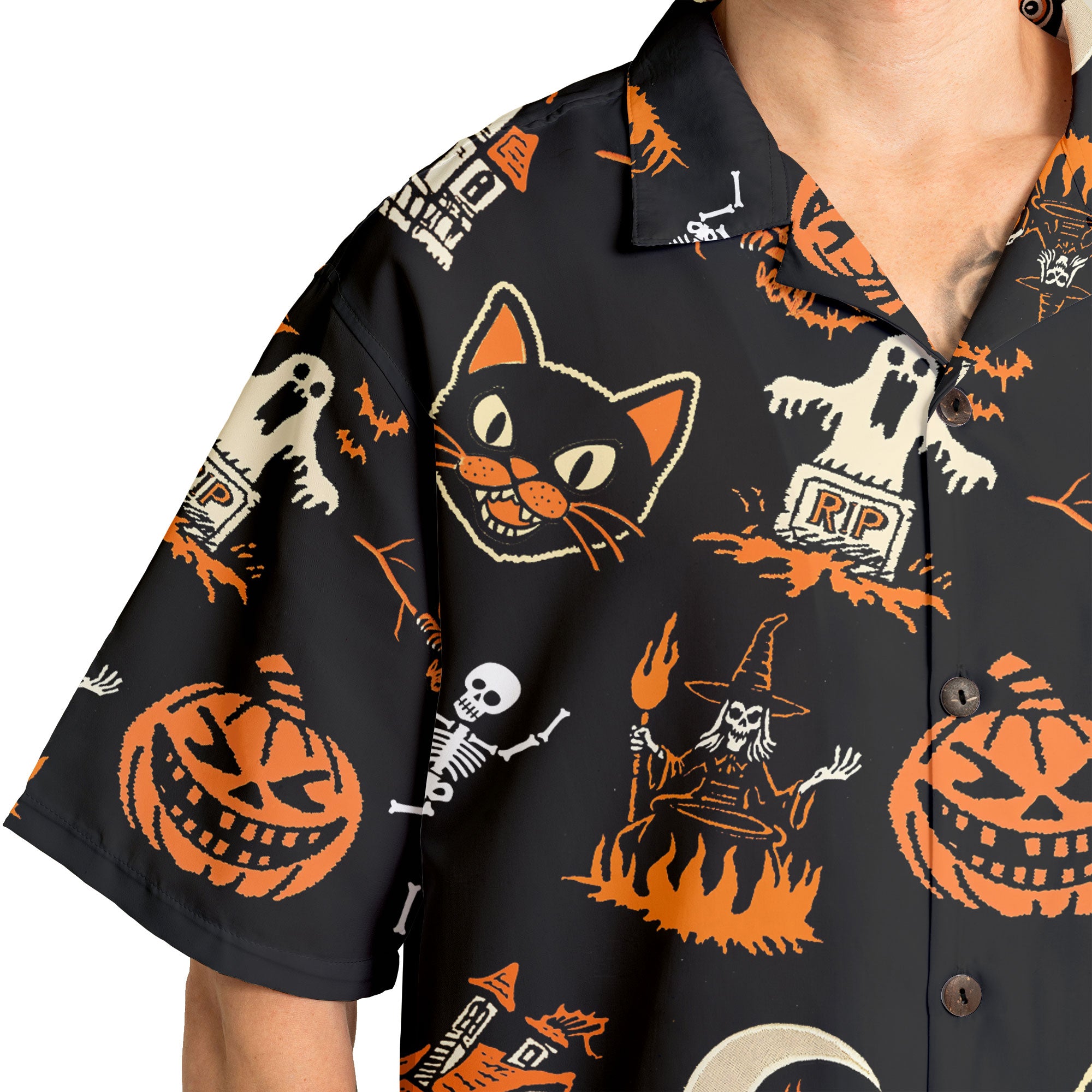 Funny Pumpkins Ghost Scary Halloween Pattern Hawaiian Shirt - HYPERFAVOR