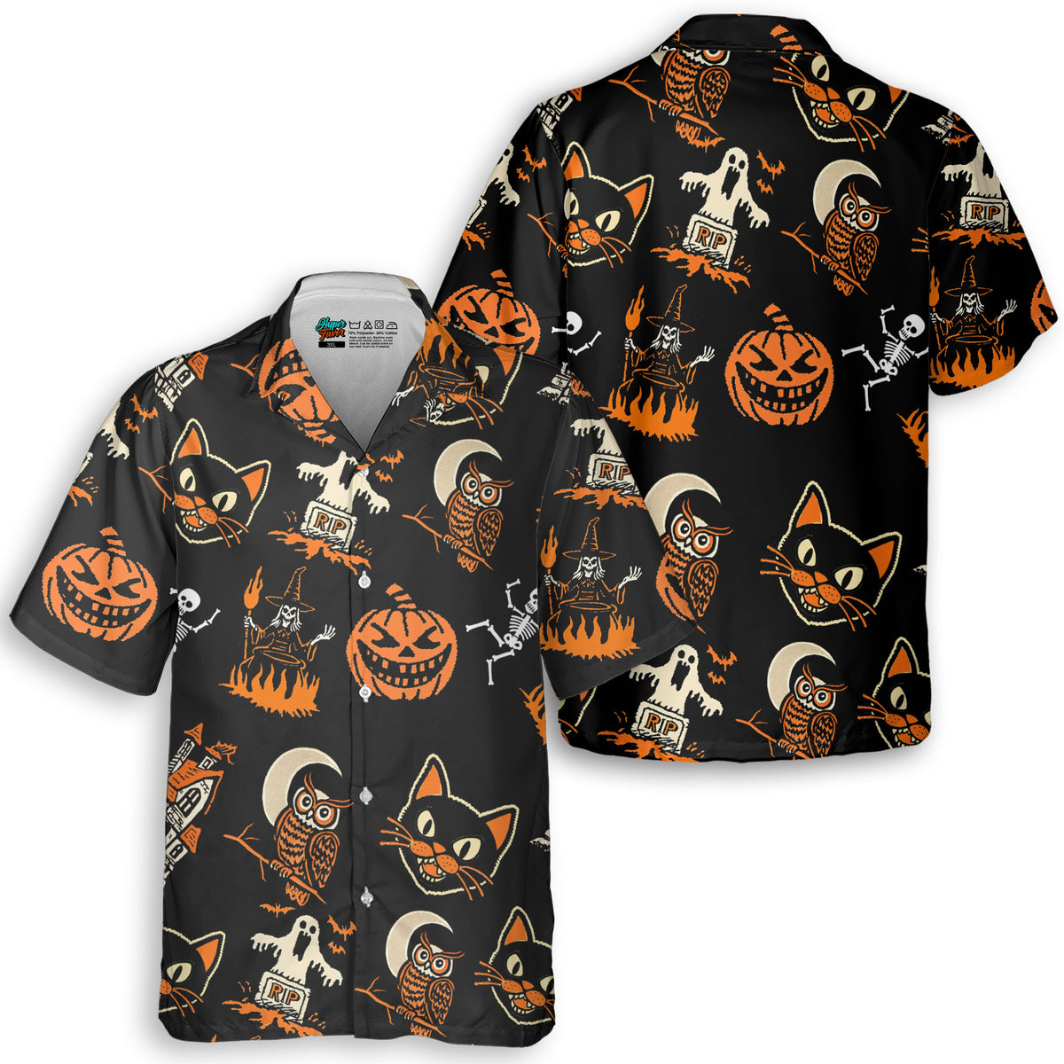 Funny Pumpkins Ghost Scary Halloween Pattern Hawaiian Shirt - HYPERFAVOR