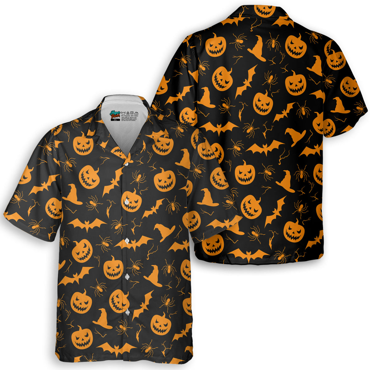 Funny Pumpkins Halloween Seamless Pattern Hawaiian Shirt - HYPERFAVOR