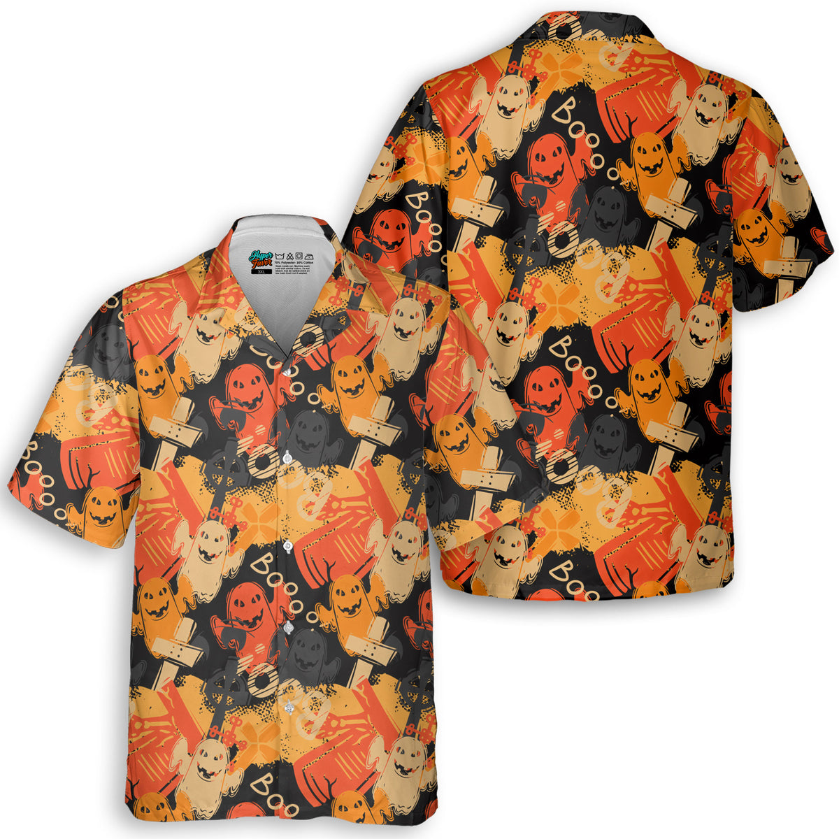 Funny Ghost Boo Halloween Abstract Seamless Pattern Hawaiian Shirt - HYPERFAVOR