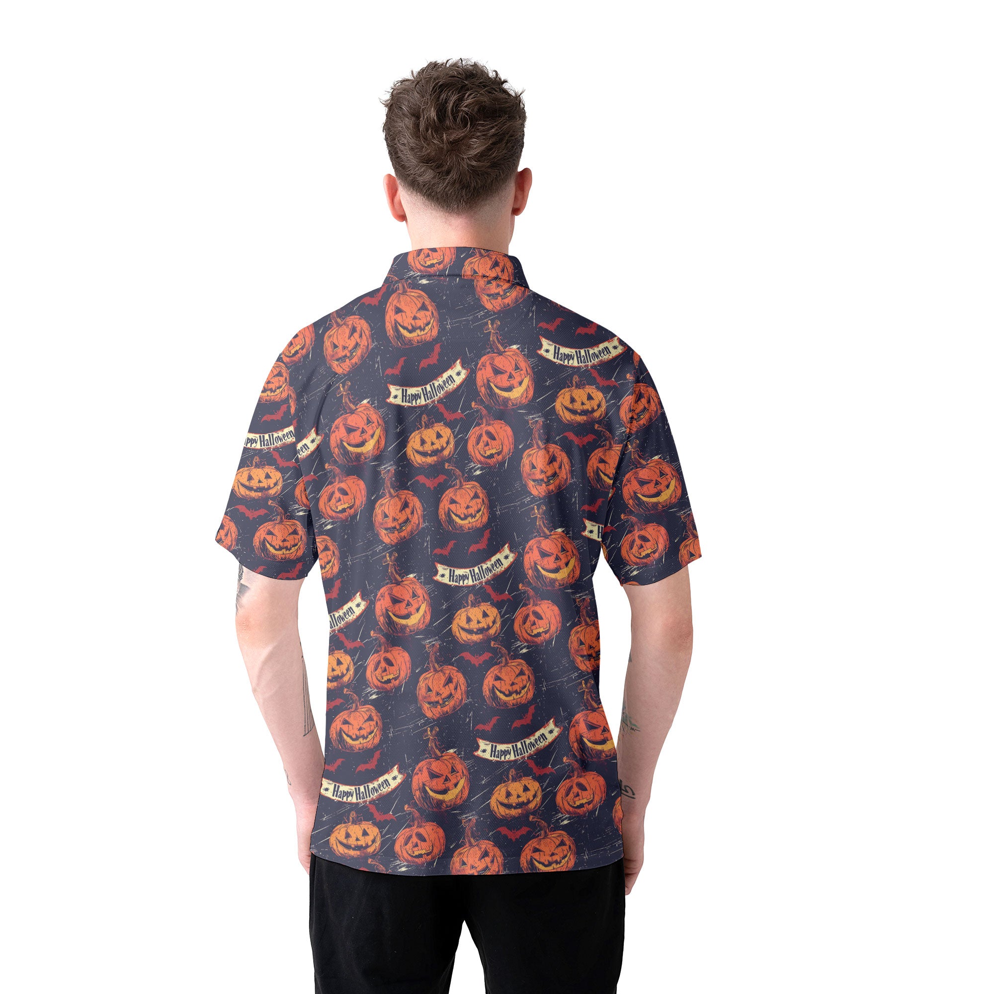 Fun Pumpkins Halloween, Trick Pumpkin Pattern Men Polo Shirt - HYPERFAVOR