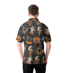 Funny Pumpkins Ghost Scary Halloween Pattern Polo Shirt - HYPERFAVOR