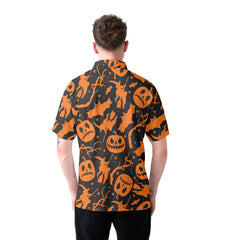 Funny Pumpkins & Witches Halloween Pattern Polo Shirt - HYPERFAVOR