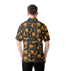 Funny Pumpkins Halloween Seamless Pattern Polo Shirt - HYPERFAVOR