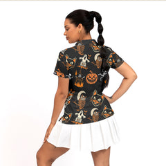 Funny Pumpkins Ghost Scary Halloween Pattern Woman Polo Shirt - HYPERFAVOR