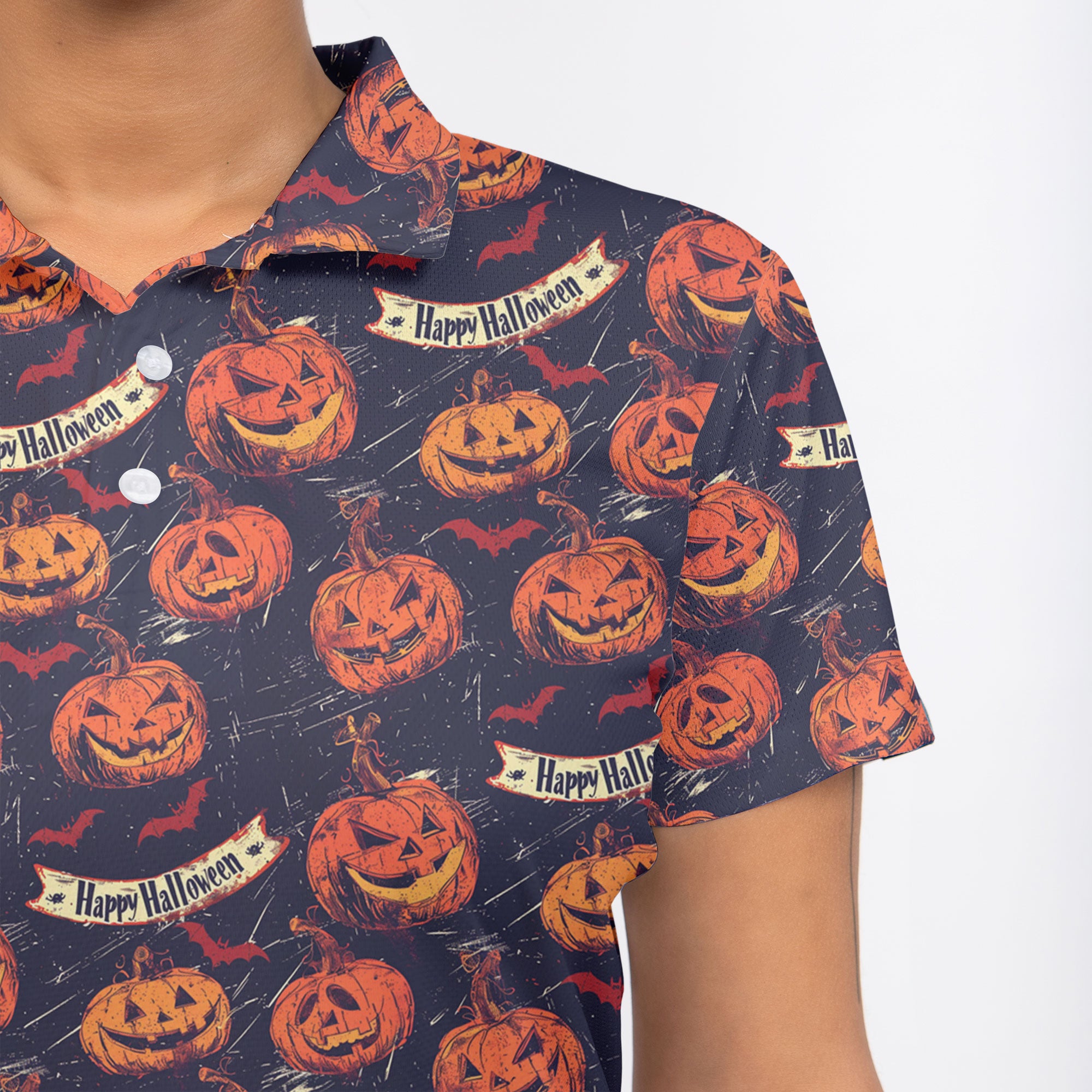 Fun Pumpkins Halloween, Trick Pumpkin Pattern For Women Polo Shirt - HYPERFAVOR