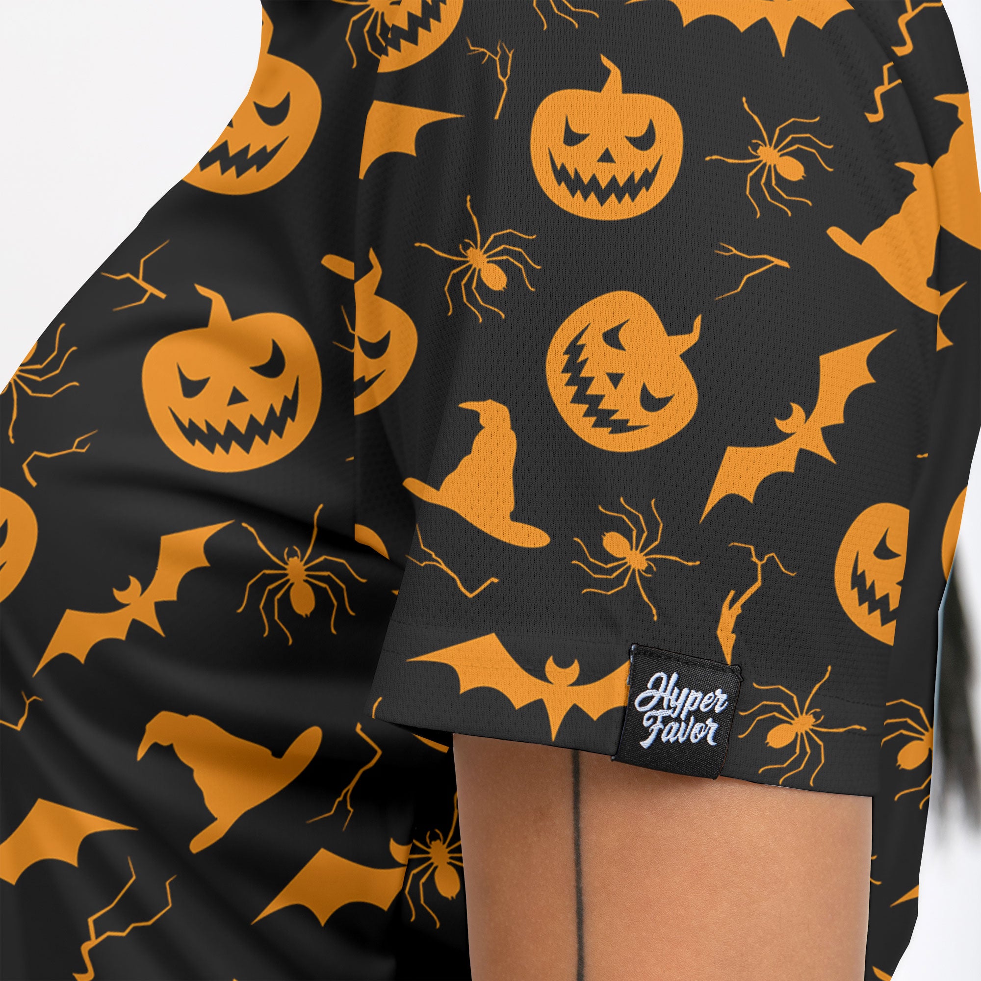 Funny Pumpkins Halloween Seamless Pattern Women Polo Shirt - HYPERFAVOR