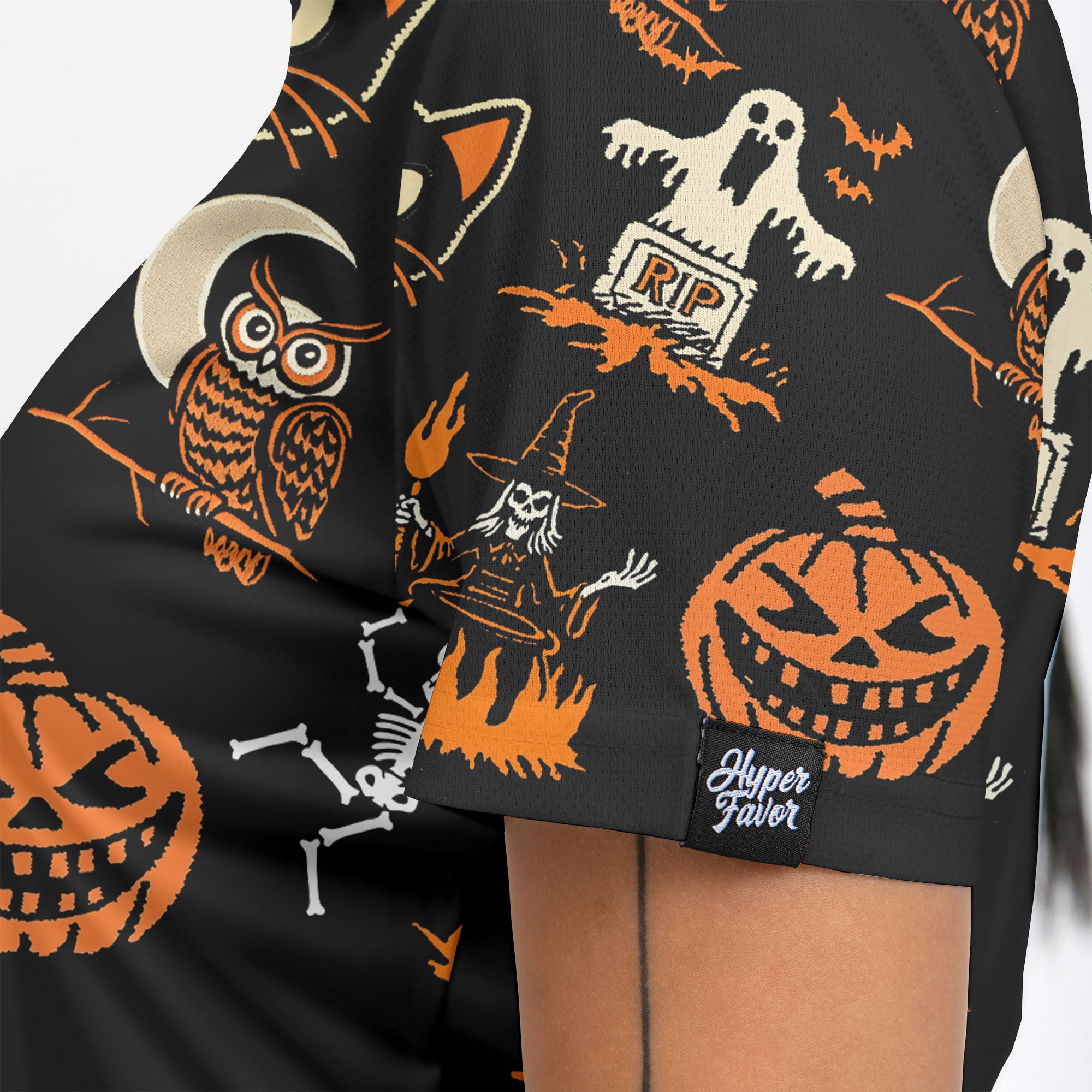 Funny Pumpkins Ghost Scary Halloween Pattern Woman Polo Shirt - HYPERFAVOR