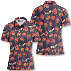 Fun Pumpkins Halloween, Trick Pumpkin Pattern For Women Polo Shirt - HYPERFAVOR