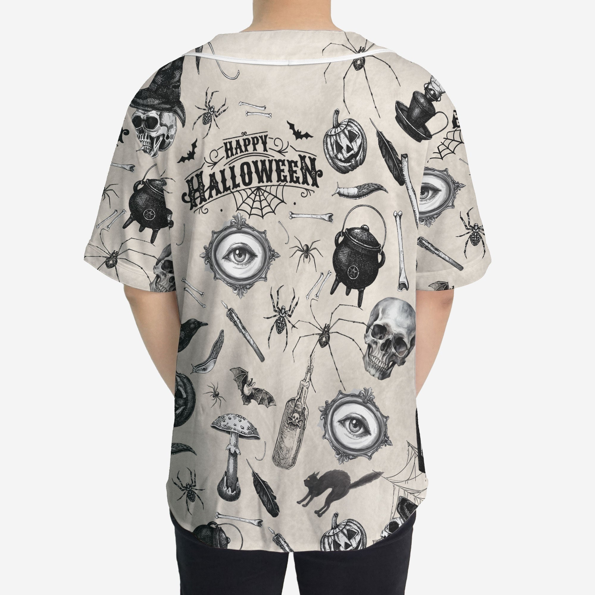 Funny Halloween Vintage Pattern Baseball Jersey - HYPERFAVOR