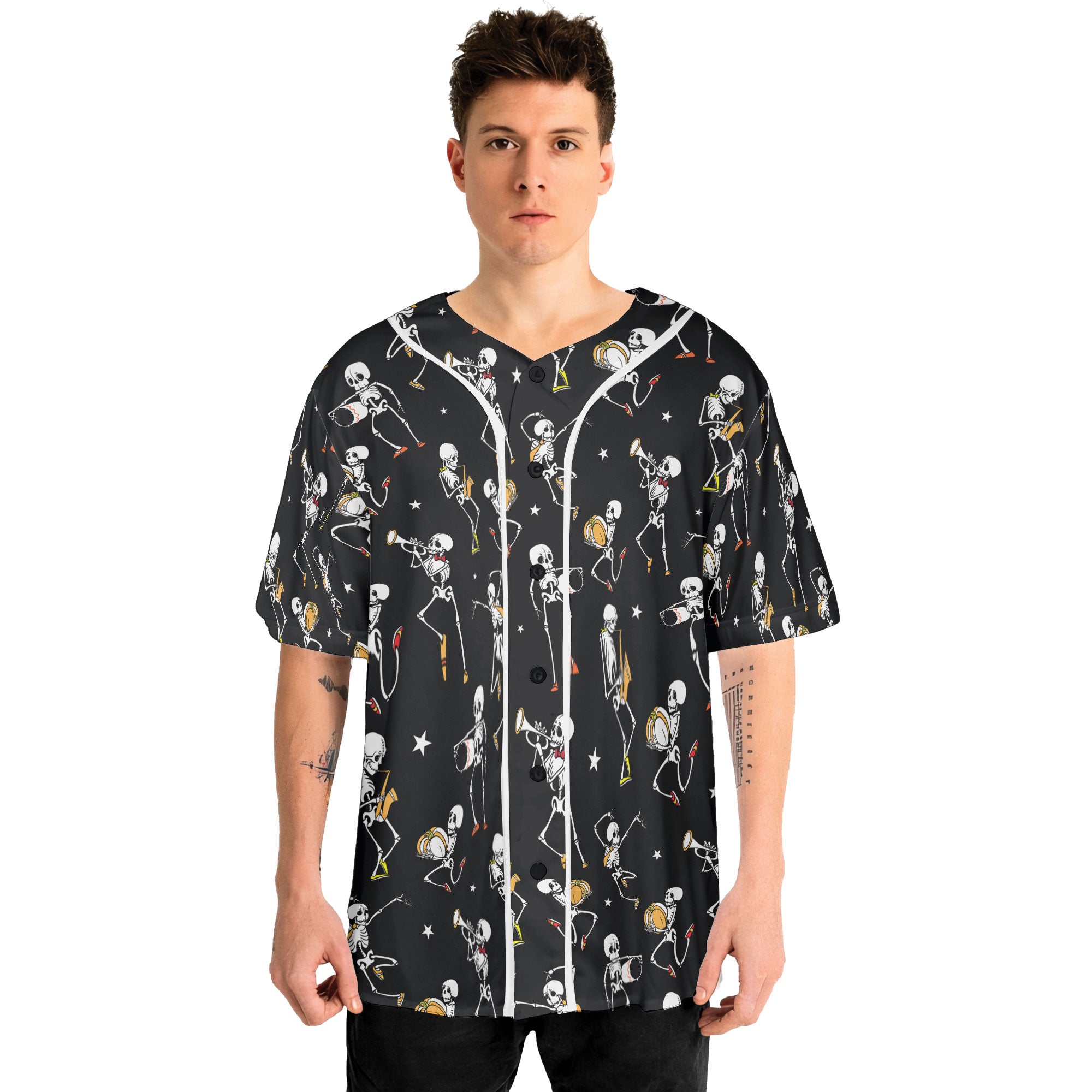 Funny Vintage Pattern Skull Dancing Halloween For Men, For Woman Baseball Jersey - HYPERFAVOR