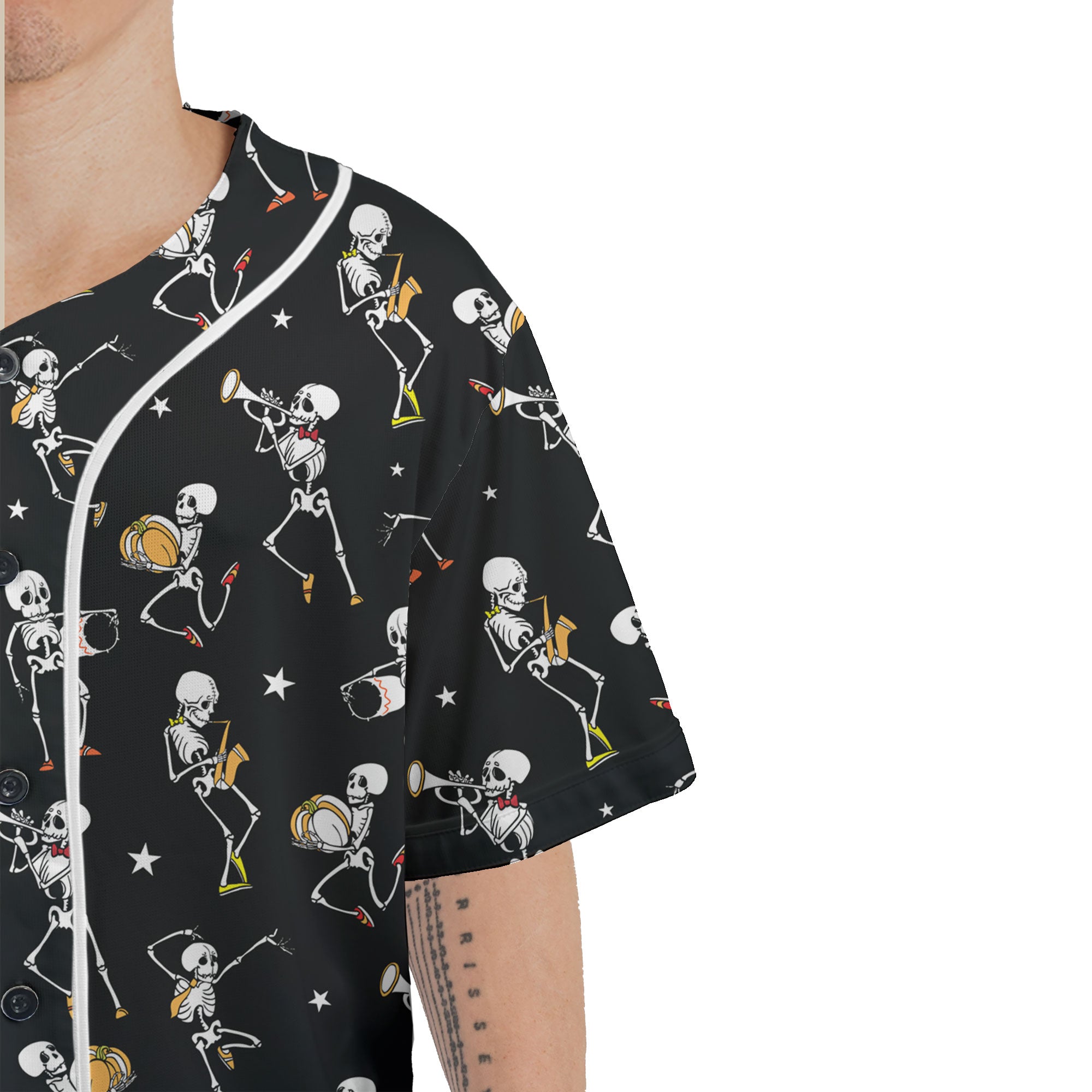 Funny Vintage Pattern Skull Dancing Halloween For Men, For Woman Baseball Jersey - HYPERFAVOR