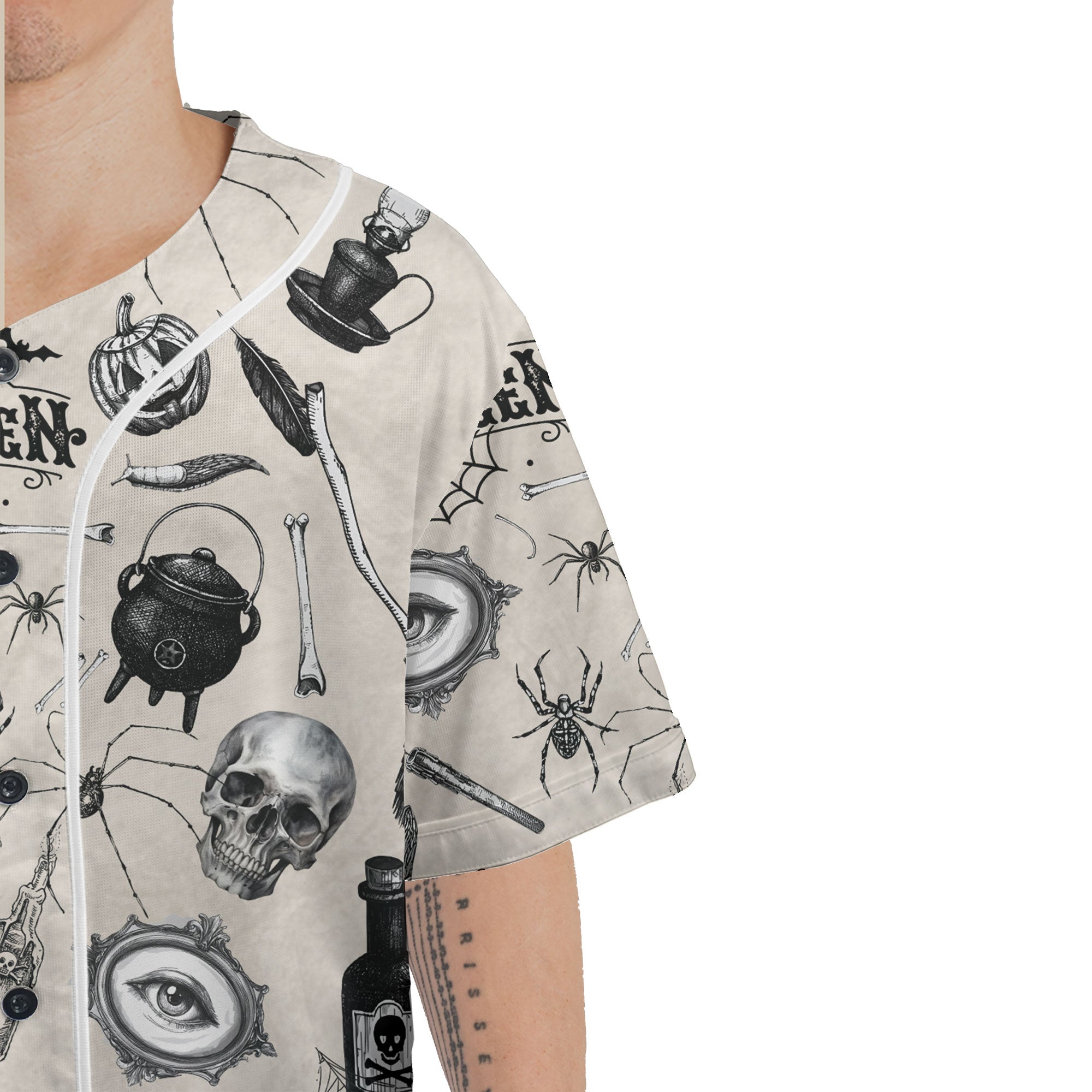 Funny Halloween Vintage Pattern Baseball Jersey - HYPERFAVOR