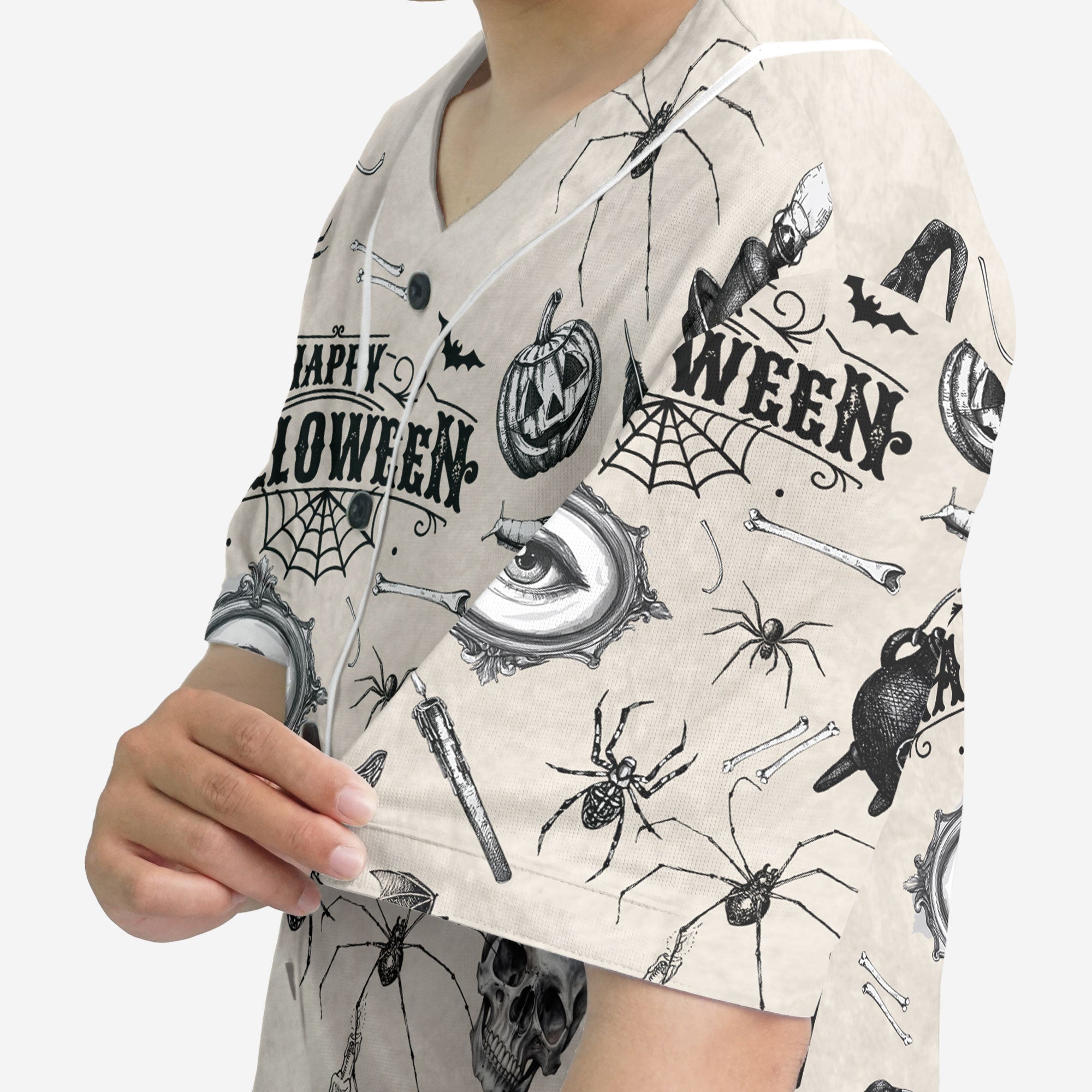 Funny Halloween Vintage Pattern Baseball Jersey - HYPERFAVOR