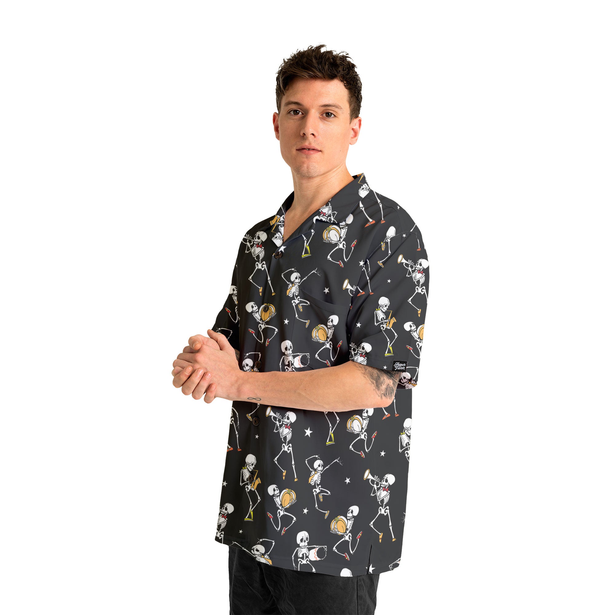 Funny Vintage Skull Dancing Halloween Hawaiian Shirt - HYPERFAVOR