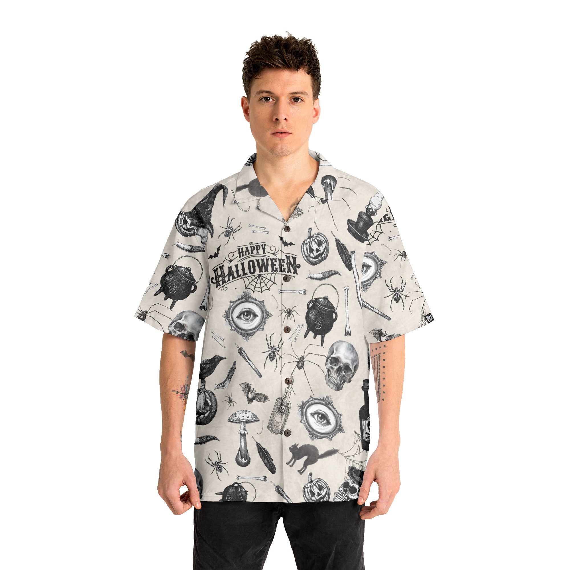 Funny Halloween Vintage Pattern Hawaiian Shirt - HYPERFAVOR