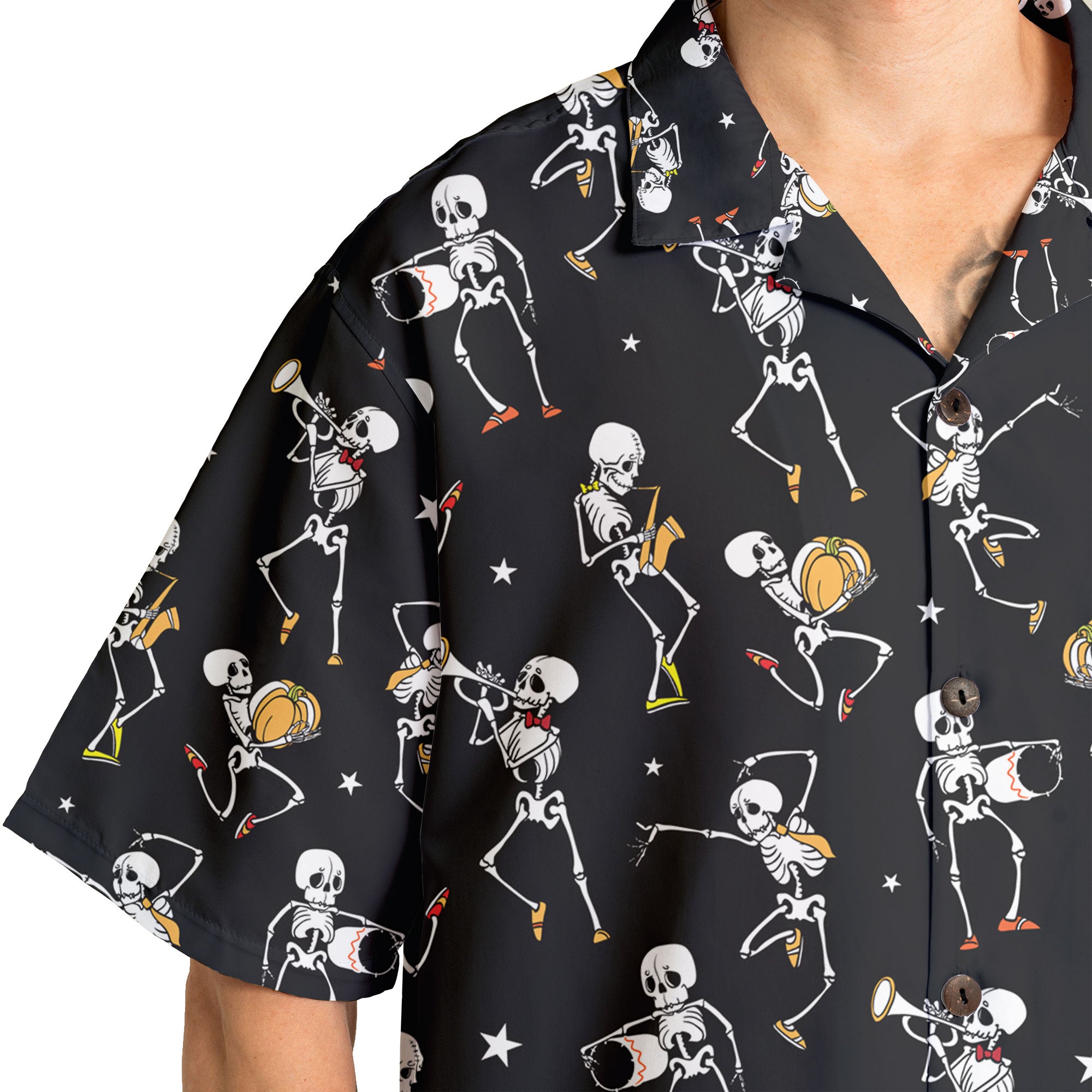 Funny Vintage Skull Dancing Halloween Hawaiian Shirt - HYPERFAVOR