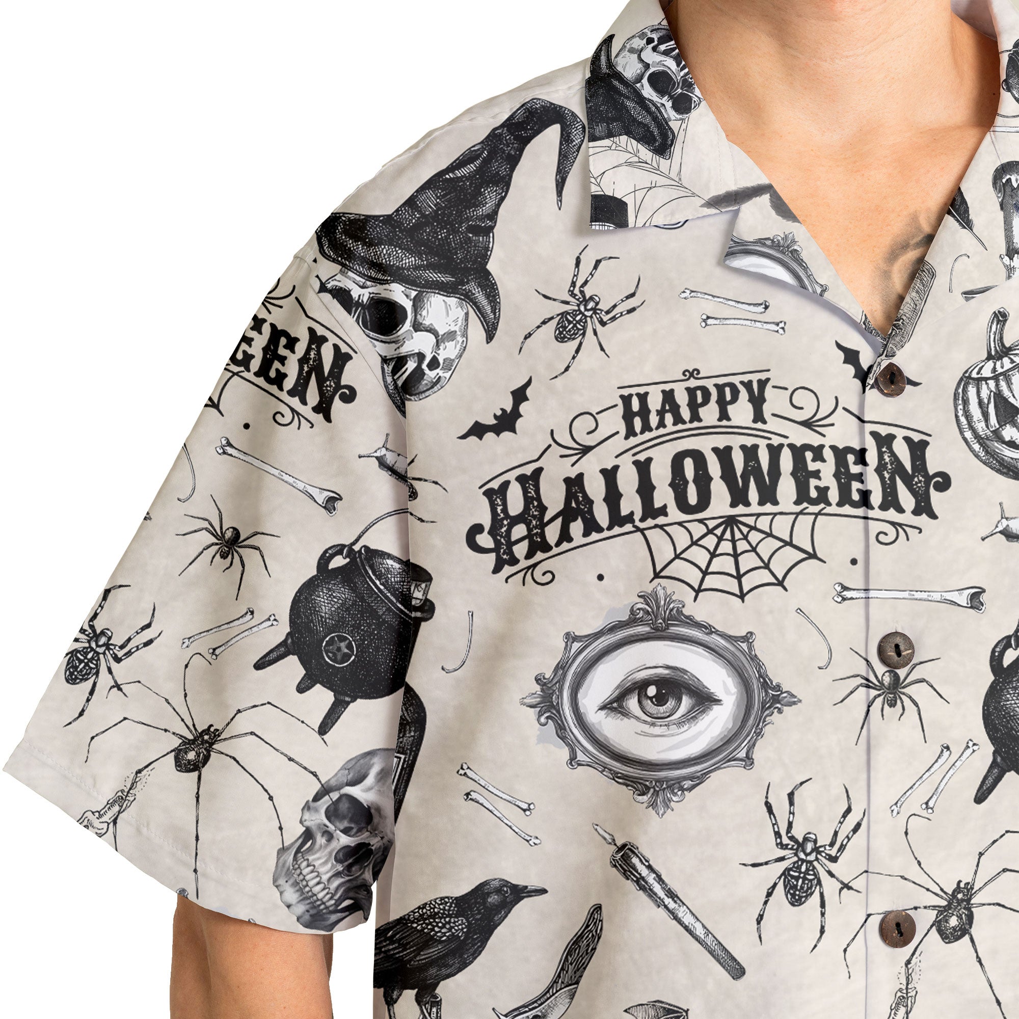 Funny Halloween Vintage Pattern Hawaiian Shirt - HYPERFAVOR