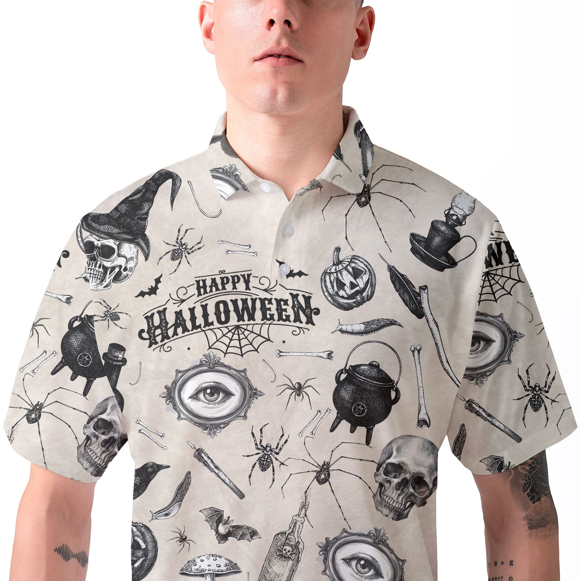 Funny Halloween Vintage Pattern Polo Shirt - HYPERFAVOR