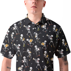 Funny Vintage Skull Dancing Halloween Men Polo Shirt - HYPERFAVOR