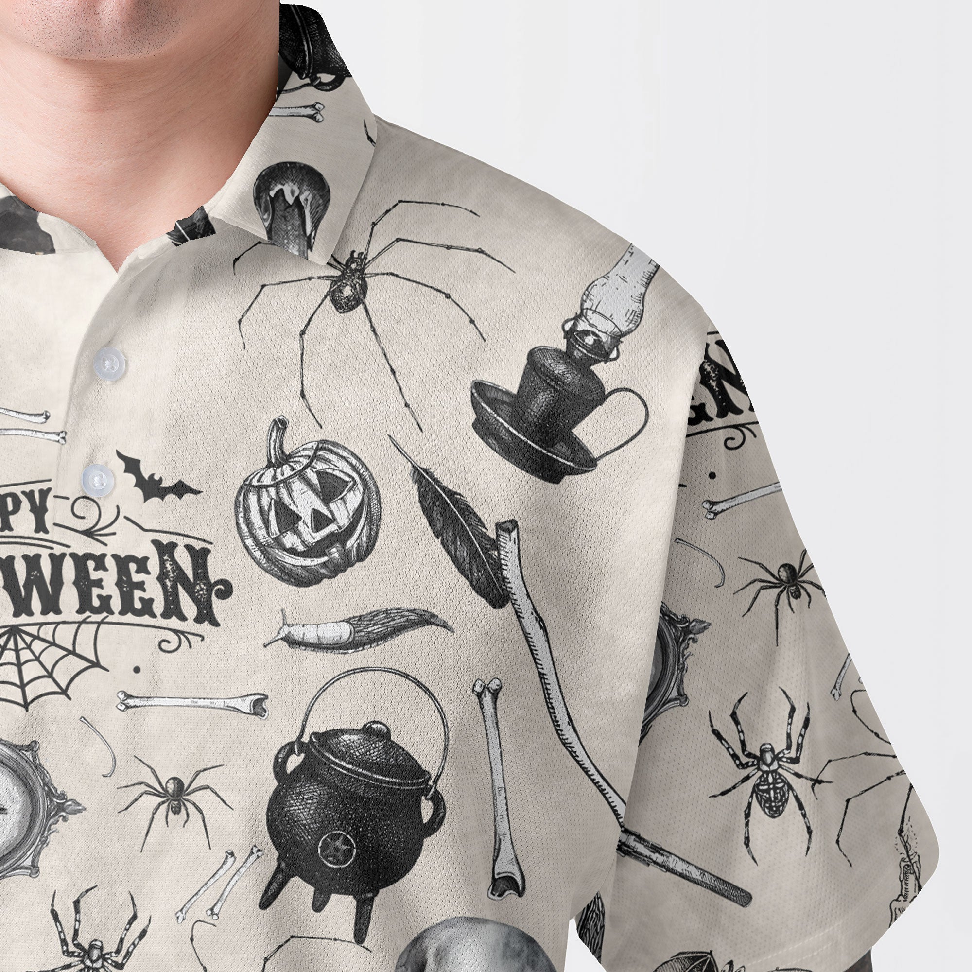 Funny Halloween Vintage Pattern Polo Shirt - HYPERFAVOR