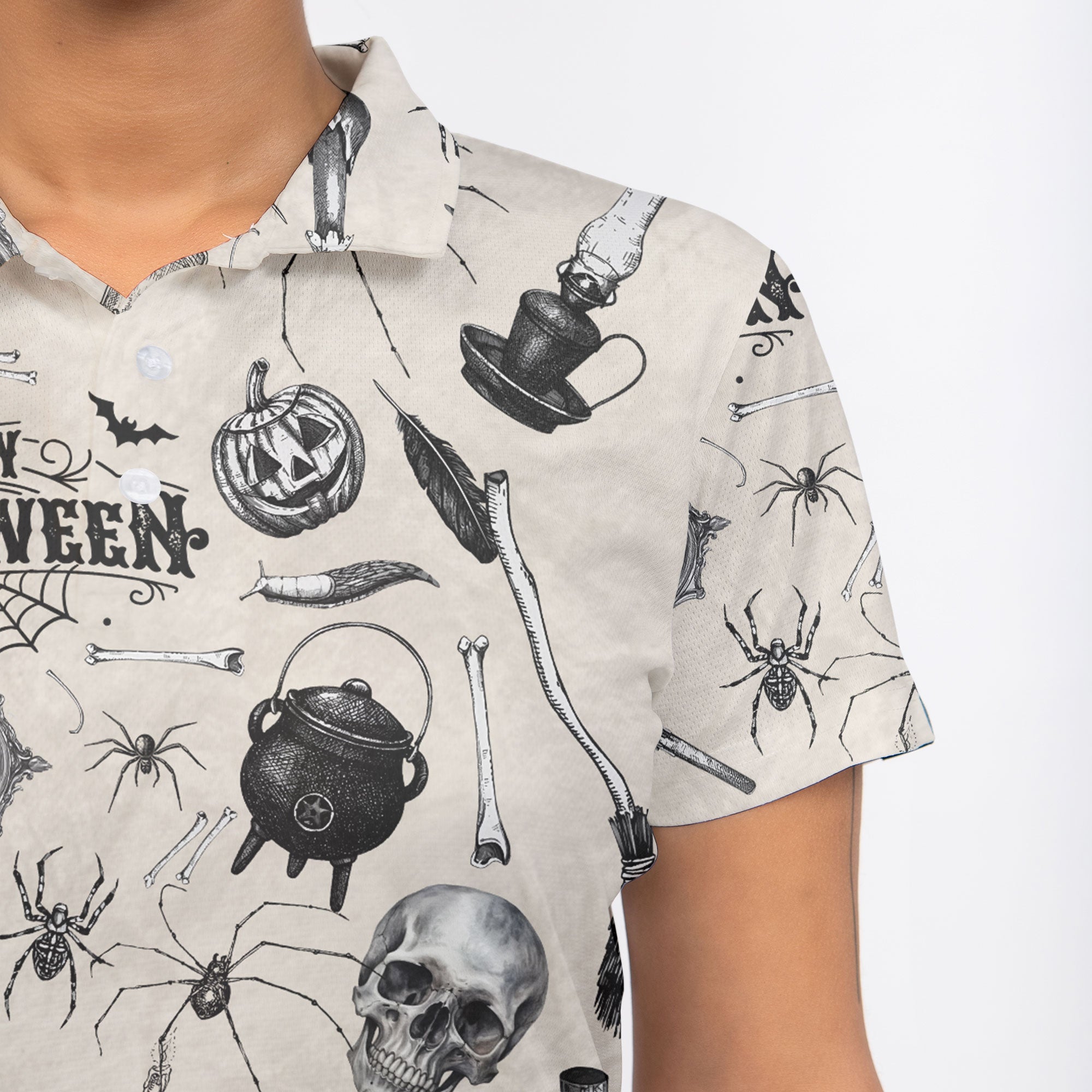 Funny Halloween Vintage Pattern Women Polo Shirt - HYPERFAVOR