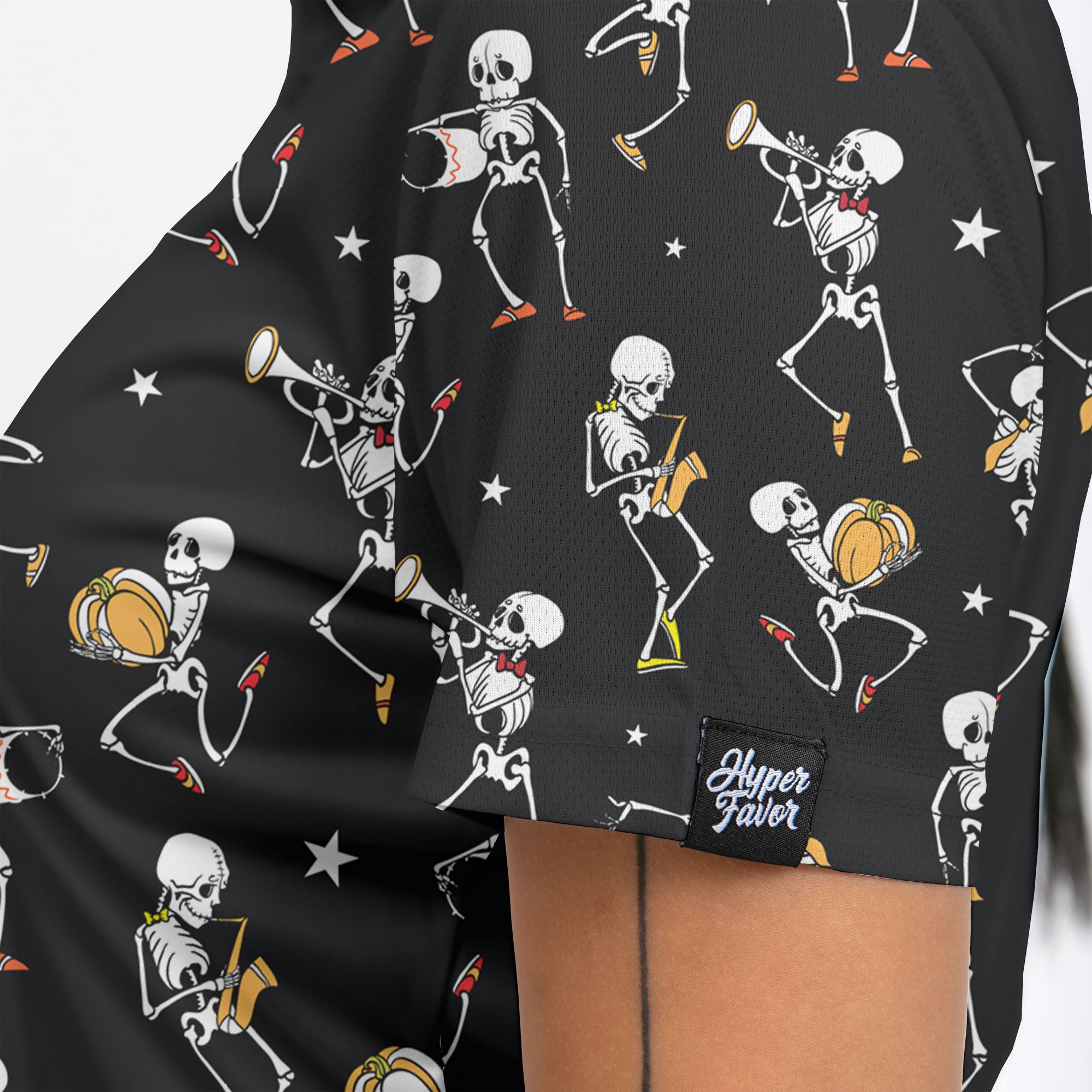 Funny Halloween Vintage Pattern Skull Dancing Halloween Women Polo Shirt - HYPERFAVOR