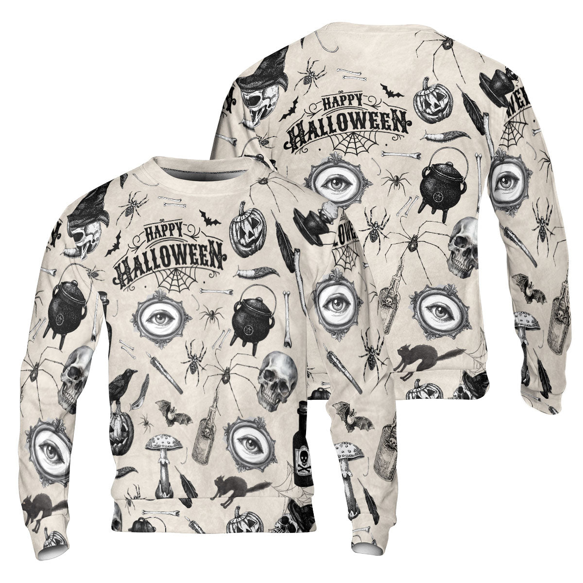 Funny Halloween Vintage Pattern Sweatshirt - HYPERFAVOR