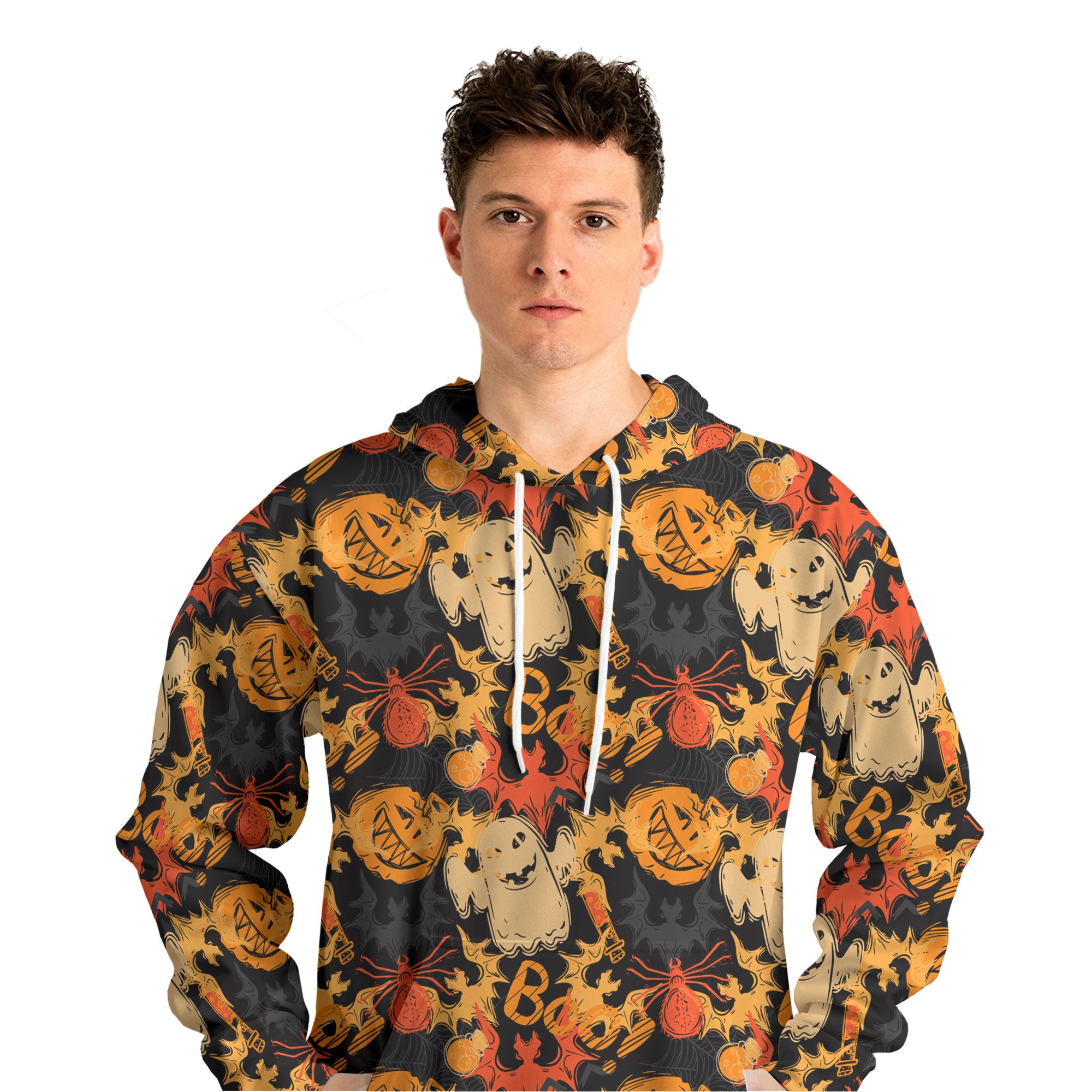 Funny Pumpkins Ghost Boo Halloween Abstract Seamless Pattern Hoodie - HYPERFAVOR