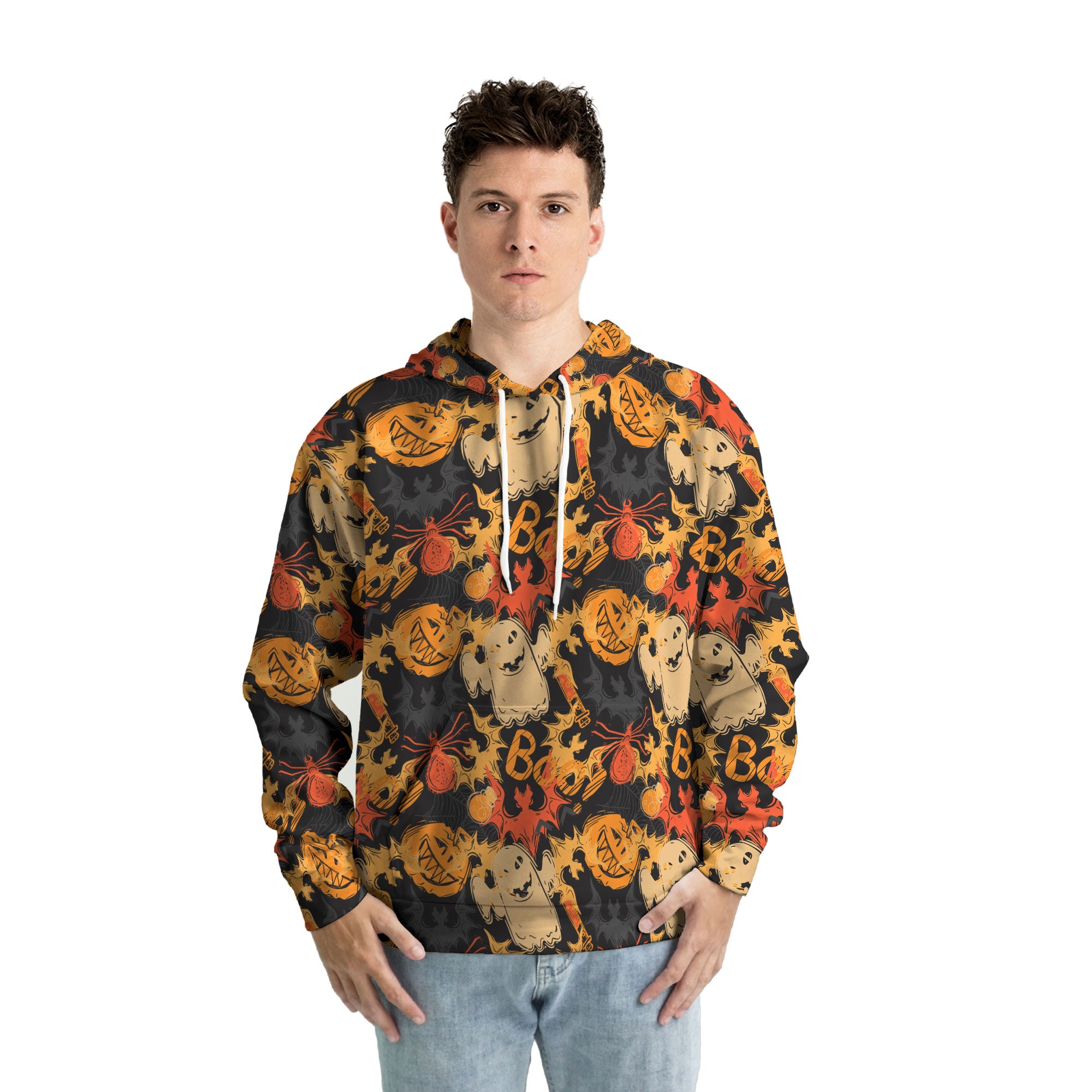 Funny Pumpkins Ghost Boo Halloween Abstract Seamless Pattern Hoodie - HYPERFAVOR