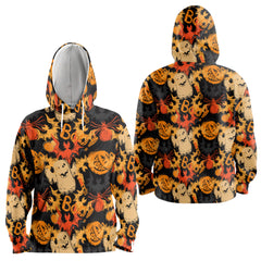 Funny Pumpkins Ghost Boo Halloween Abstract Seamless Pattern Hoodie - HYPERFAVOR