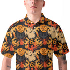 Funny Pumpkins Ghost Boo Halloween Abstract Seamless Pattern Polo Shirt - HYPERFAVOR
